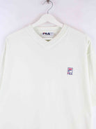 Fila 90s Vintage Embroidered V-Neck T-Shirt Weiß XL (detail image 1)