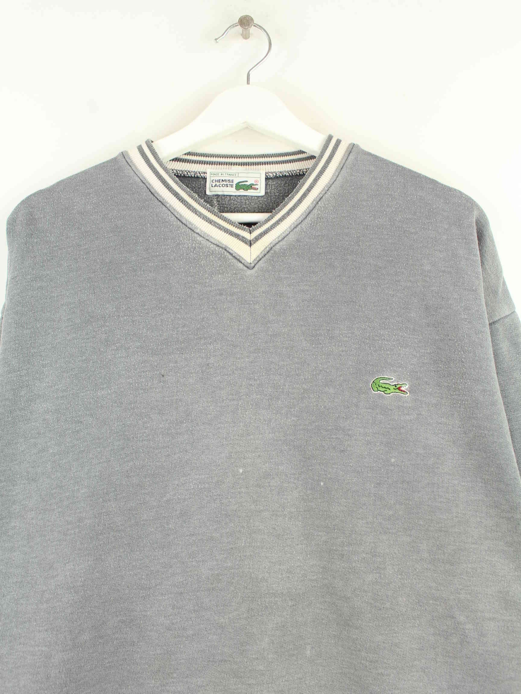 Lacoste 90s Vintage V-Neck Sweater Grau L (detail image 1)