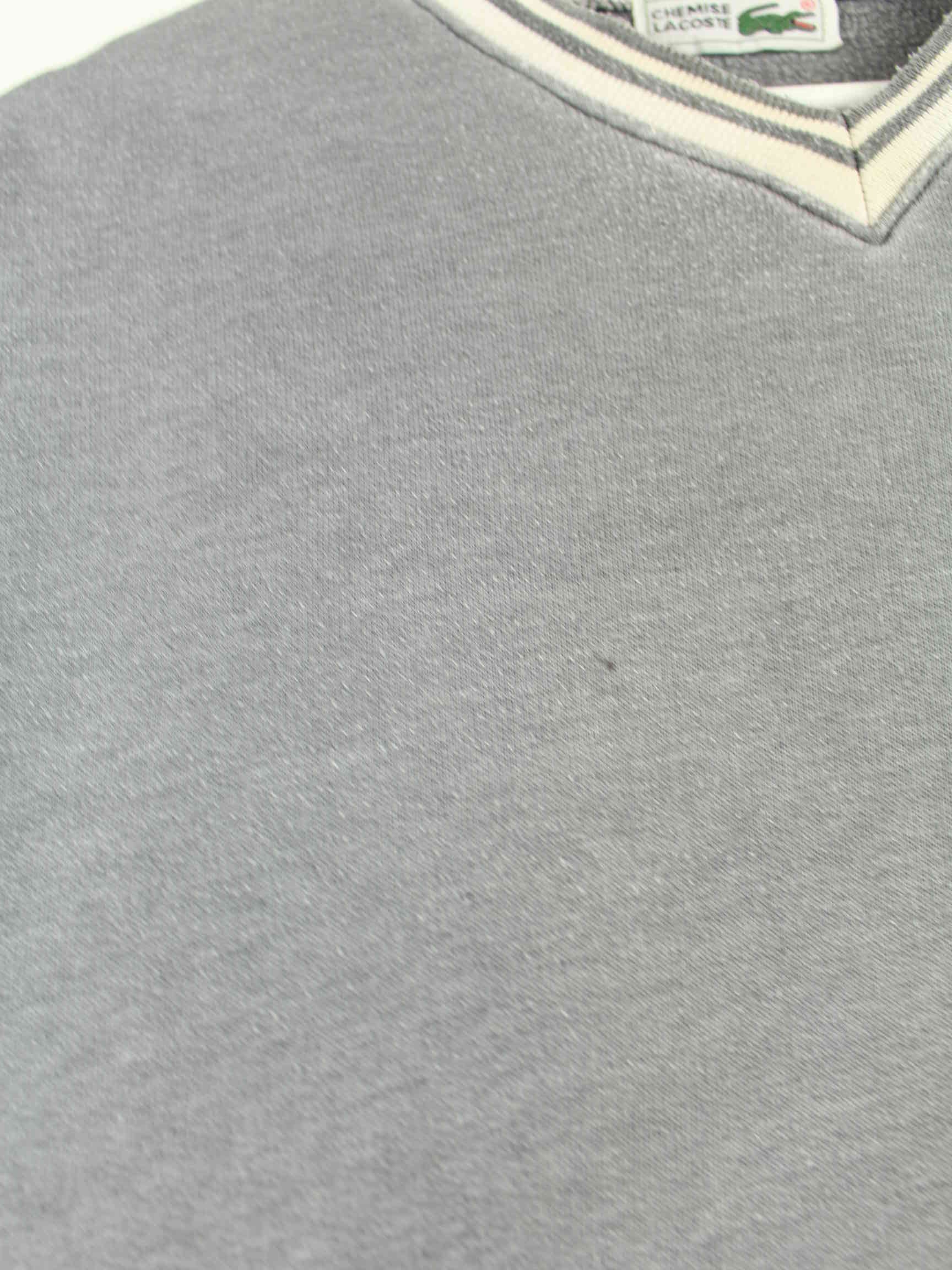 Lacoste 90s Vintage V-Neck Sweater Grau L (detail image 3)