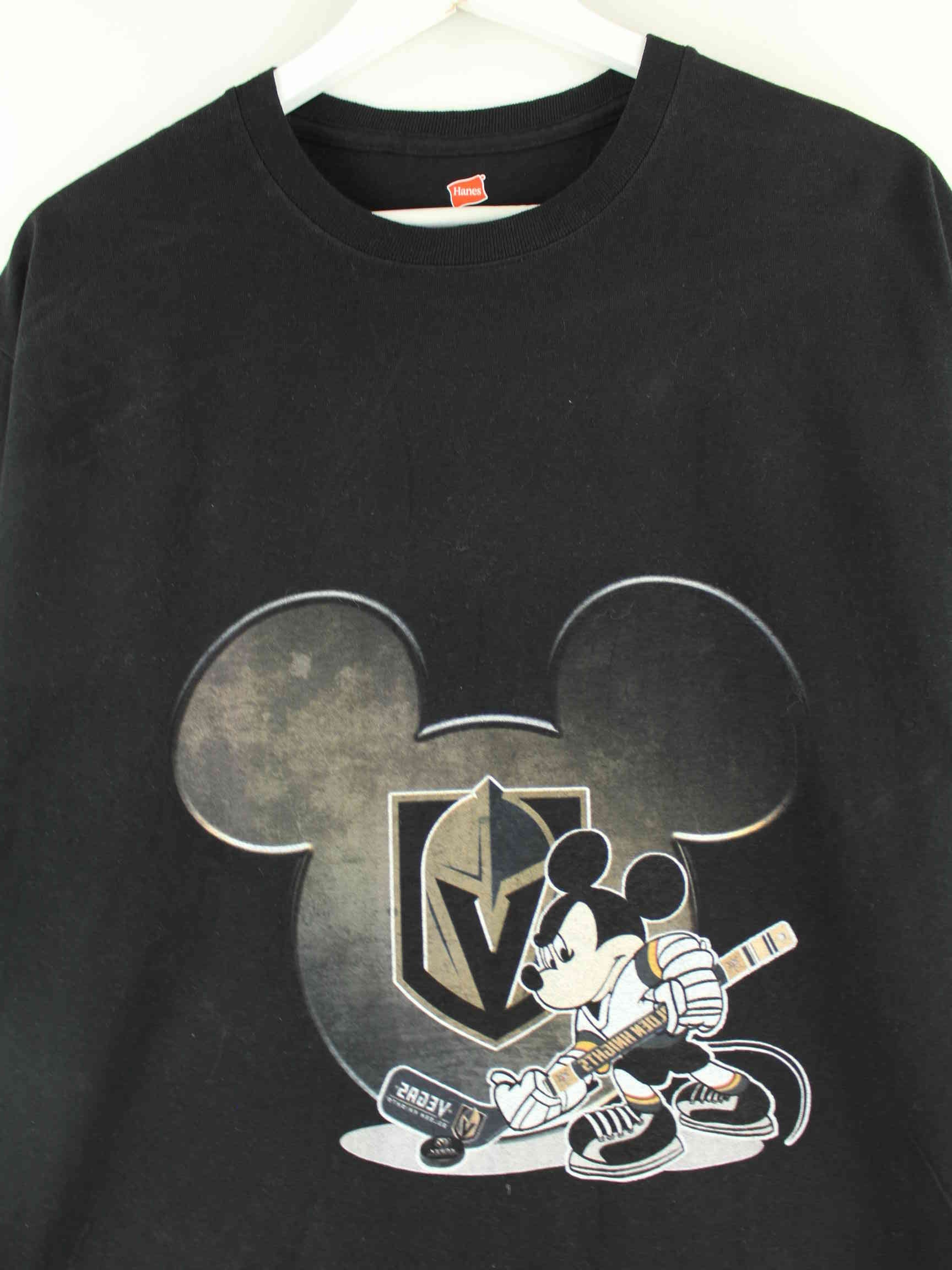 Hanes Mickey Mouse Hockey T-Shirt Schwarz L (detail image 1)