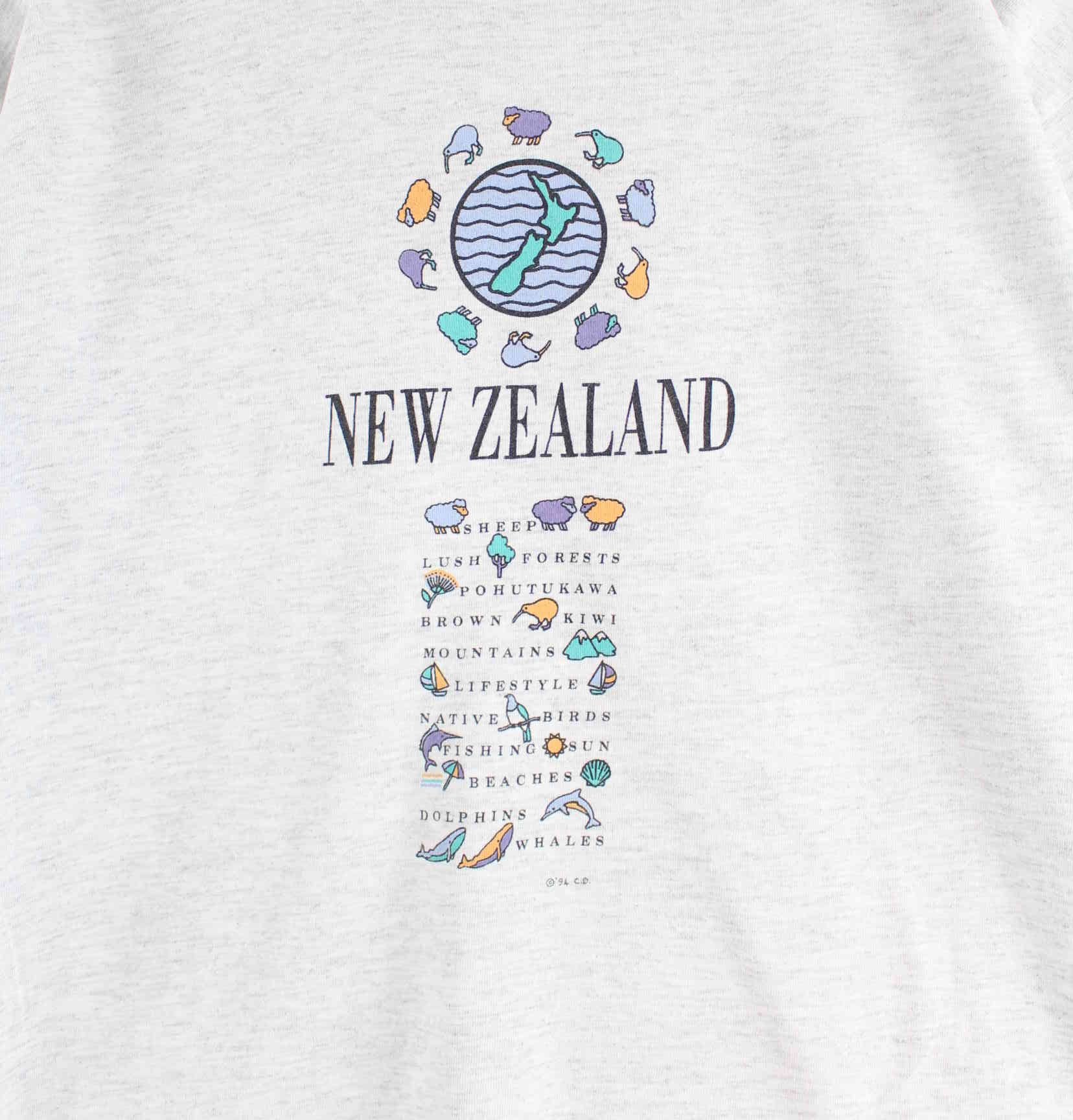 Vintage 1994 New Zealand Print Single Stitched T-Shirt Grau S (detail image 1)