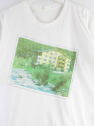 Vintage 90s Vintage Swiss Hotel Print T-Shirt Weiß M (detail image 1)
