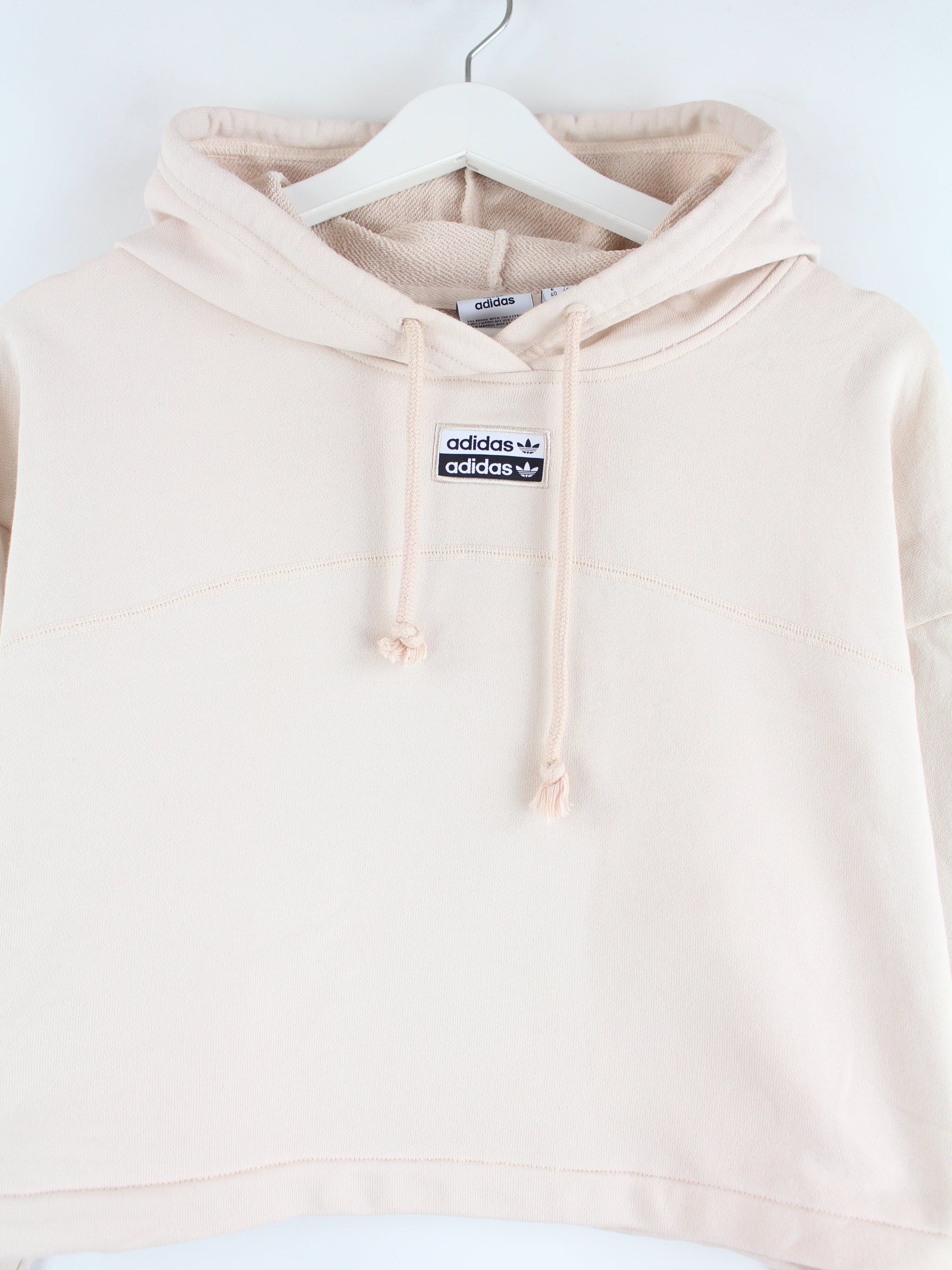 Adidas Women s Embroidered Crop Hoodie Beige M