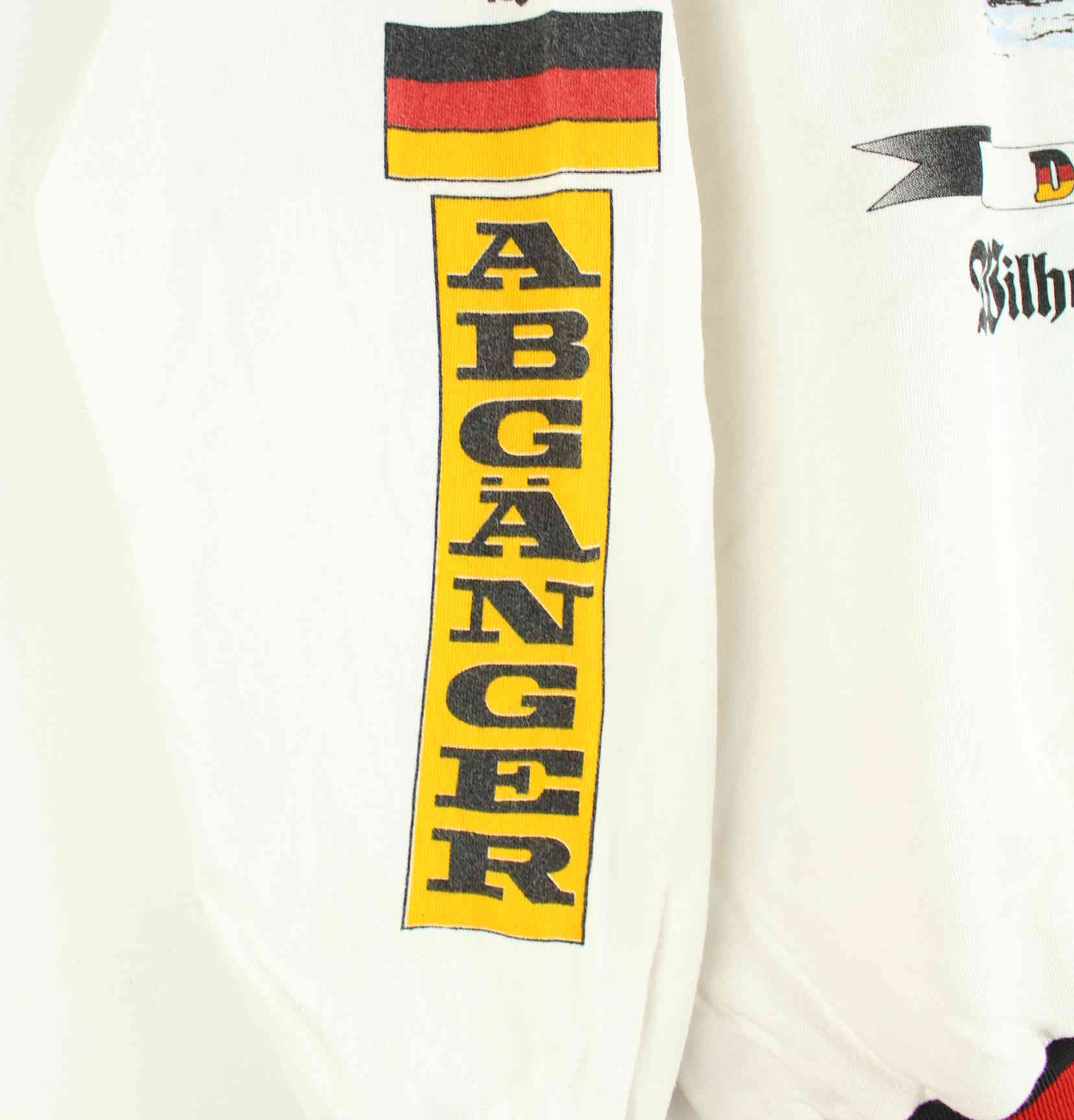 Vintage 80s German Navy Print Sweater Weiß M (detail image 2)