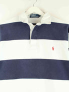Ralph Lauren 90s Vintage Striped Long Sleeve Polo Weiß M (detail image 1)