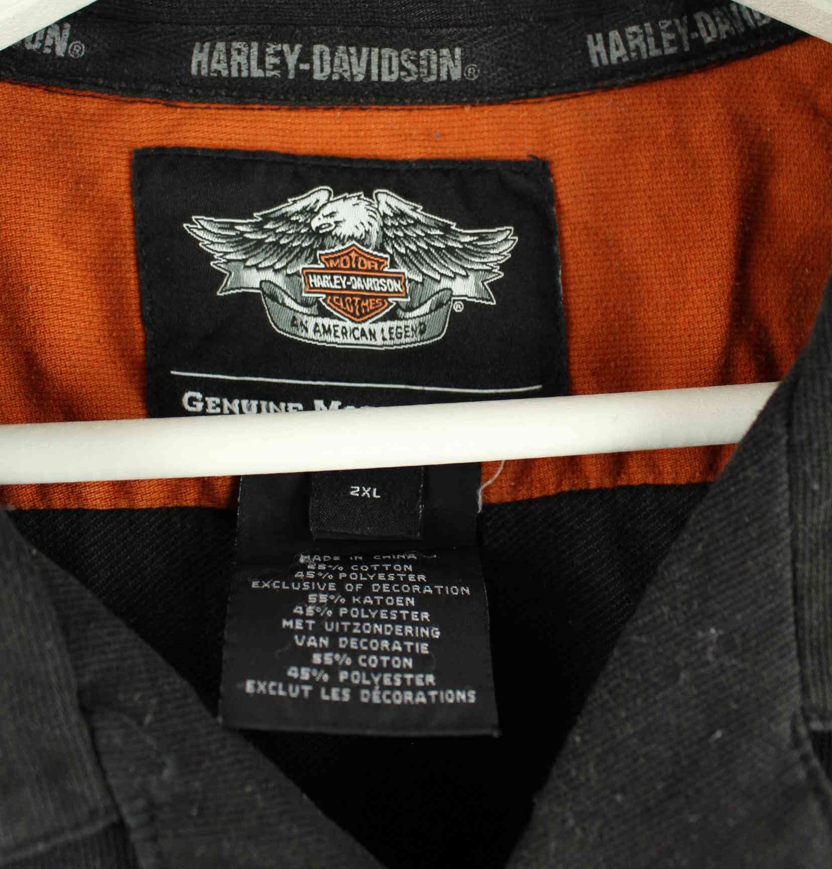 Harley Davidson y2k Embroidered Short Sleeve Hemd Schwarz XXL (detail image 2)