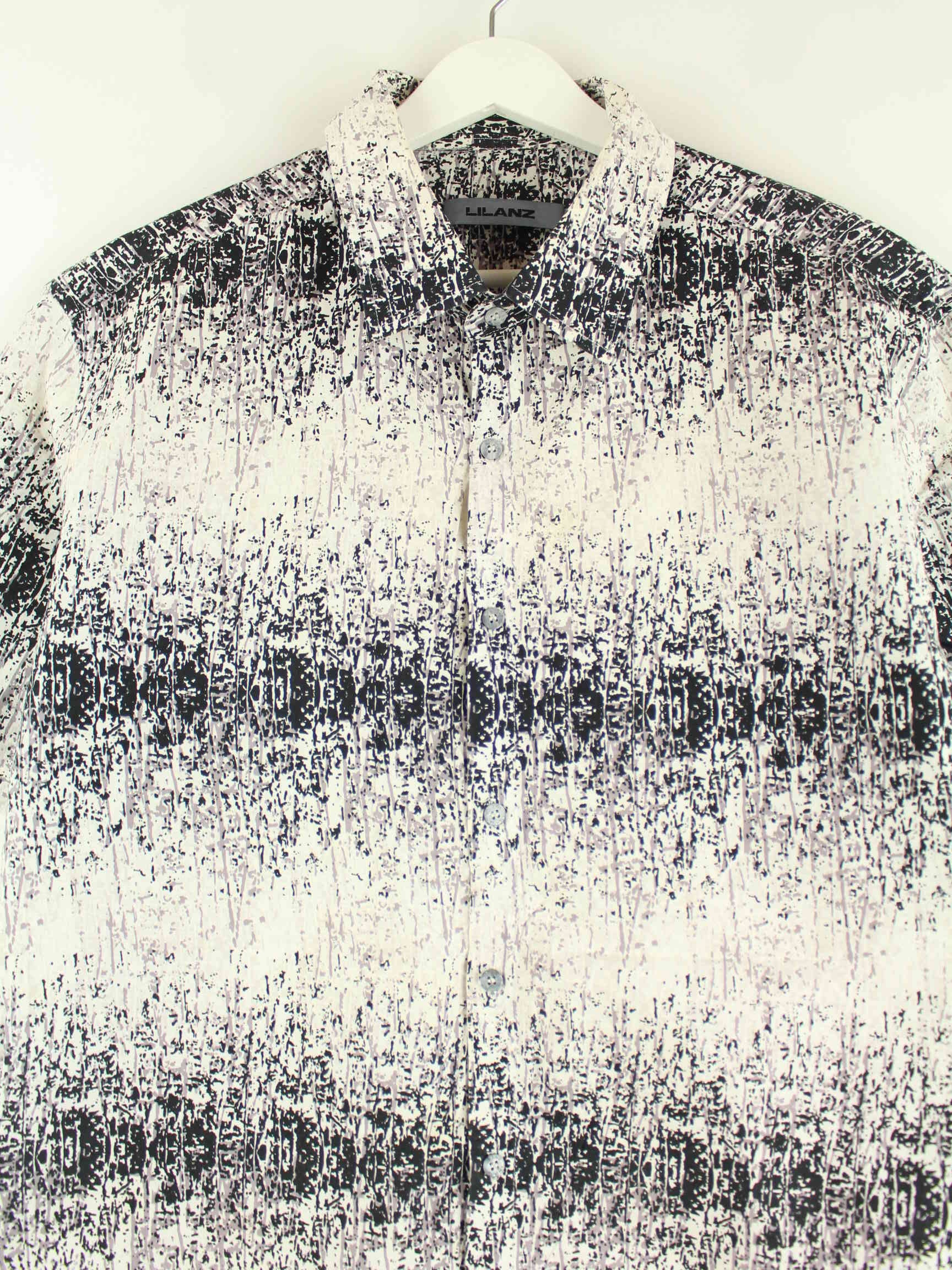 Vintage 00s Crazy Pattern Short Sleeve Hemd Weiß XL (detail image 1)