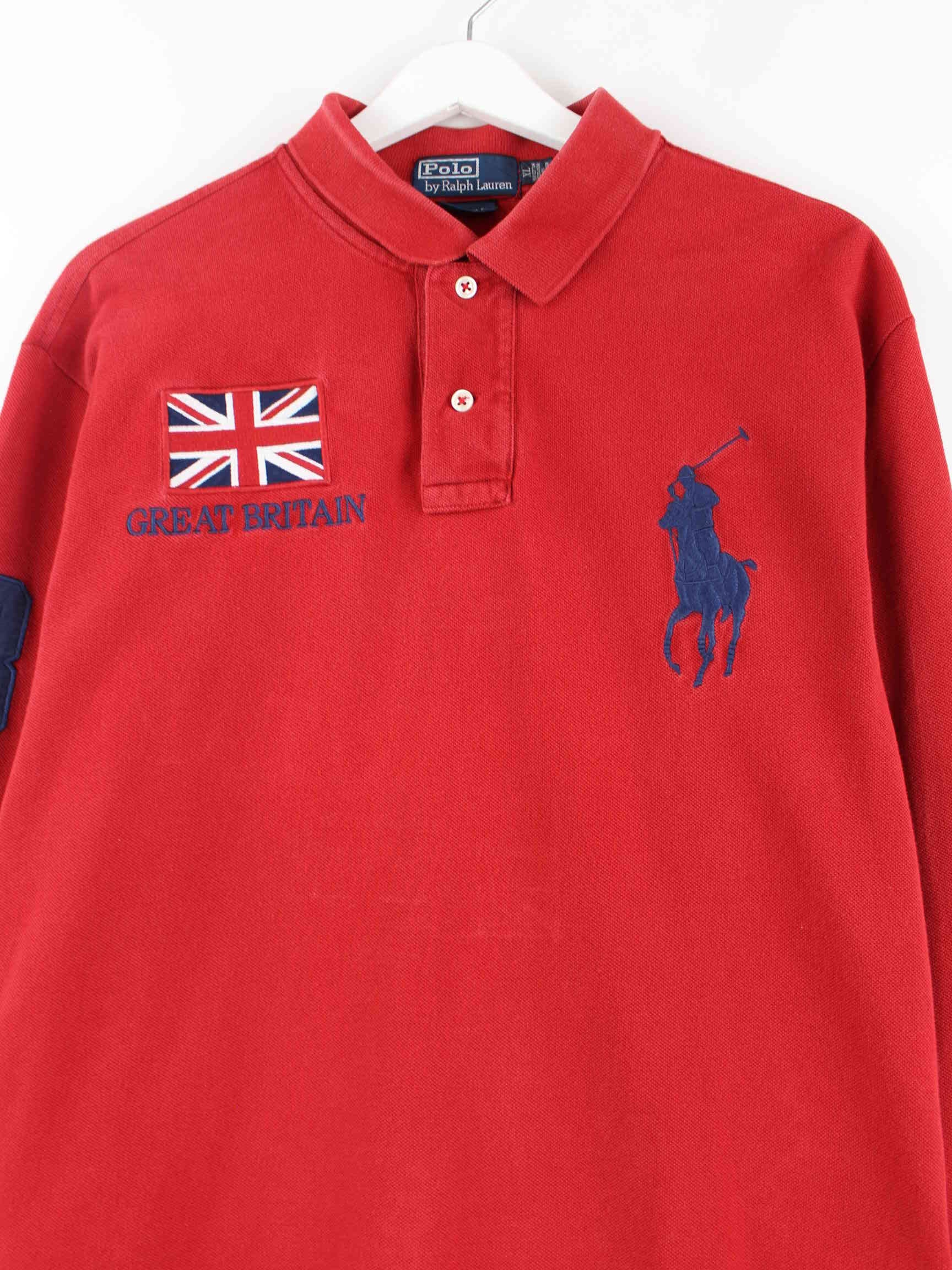 Ralph Lauren 90s Vintage Britain Embroidered Long Sleeve Polo Red