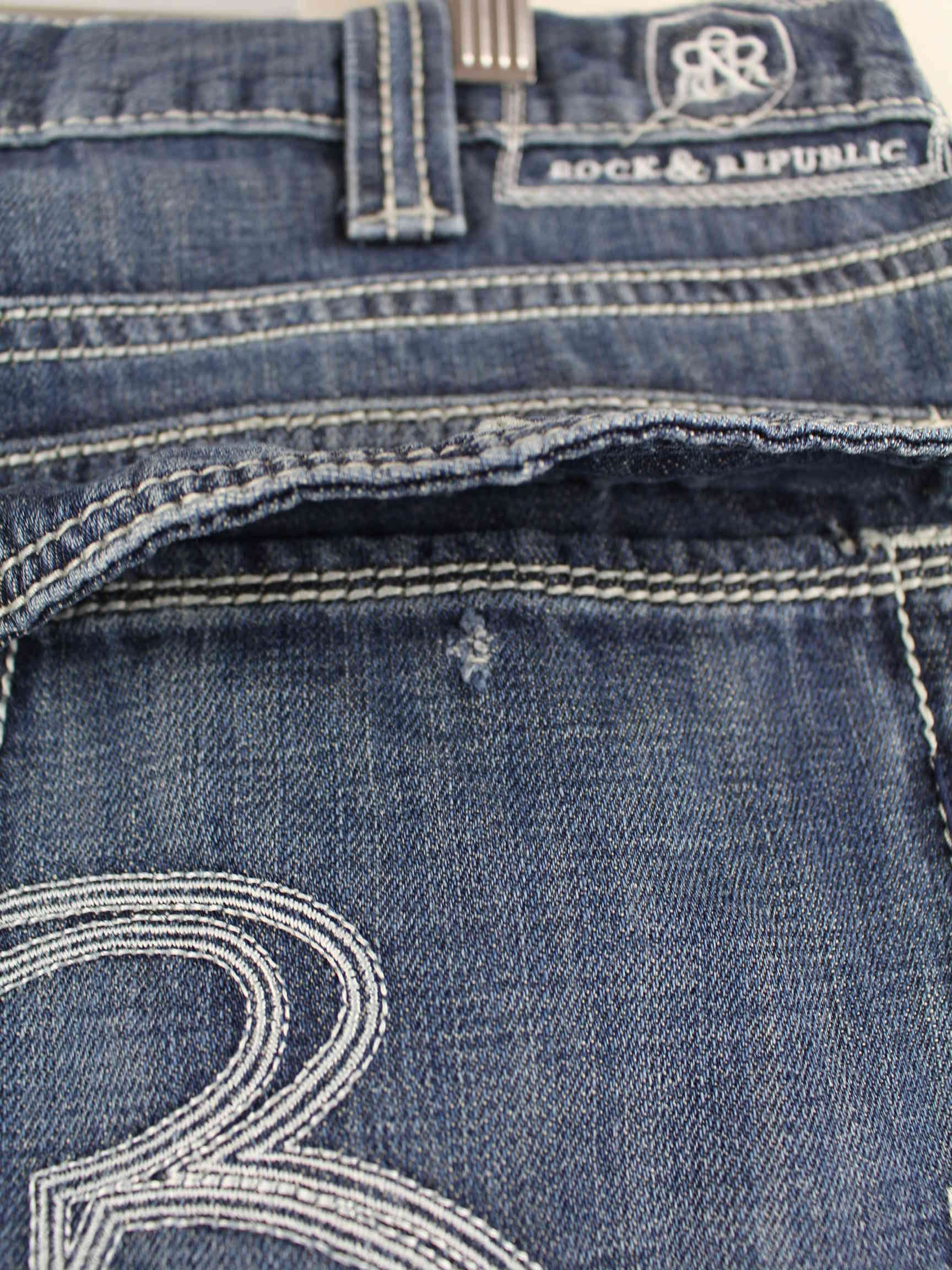 Vintage y2k Embroidered Jeans Blau W38 L32 (detail image 3)