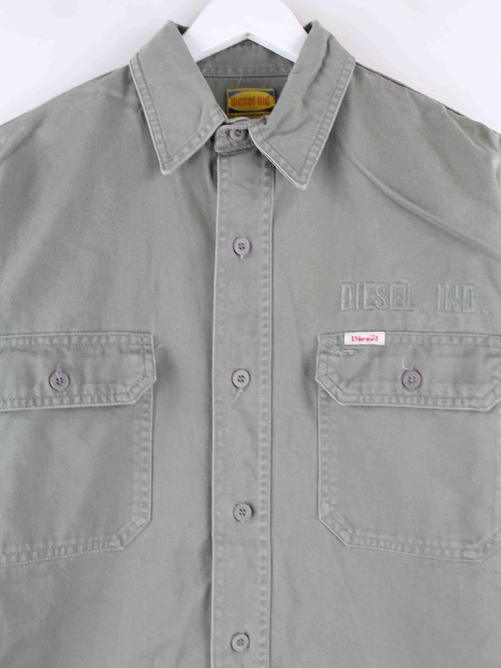 Diesel 80s Vintage Embroidered Heavy Hemd Grau S (detail image 1)