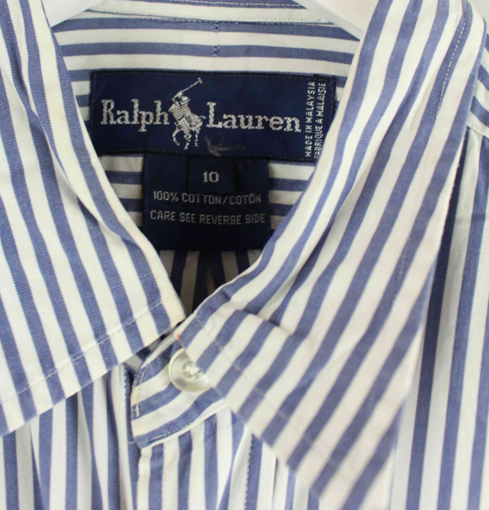 Ralph Lauren 90s Vintage Striped Hemd Blau XS (detail image 2)