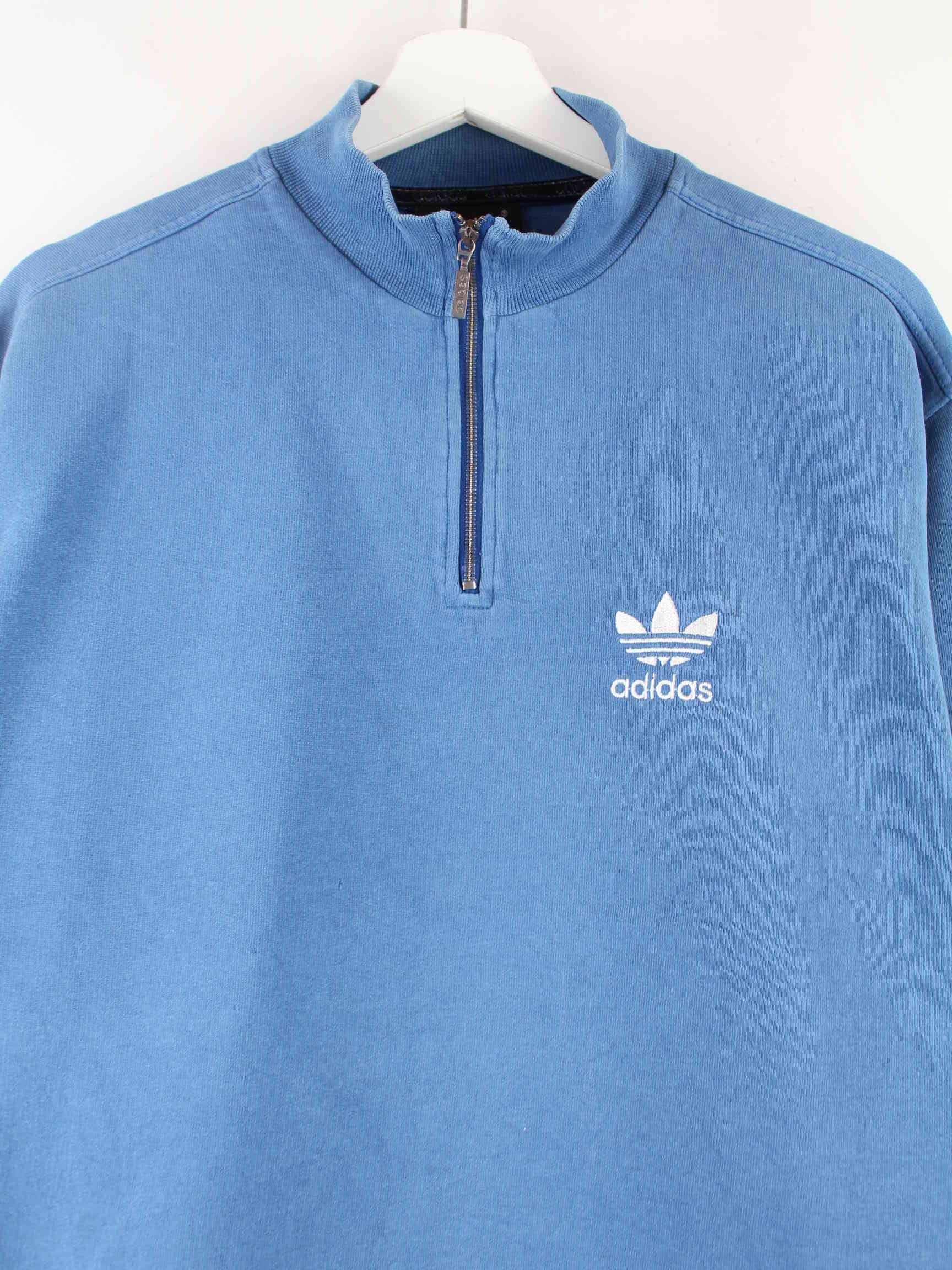 Adidas 90s Vintage Trefoil Half Zip Sweater Blau S (detail image 1)