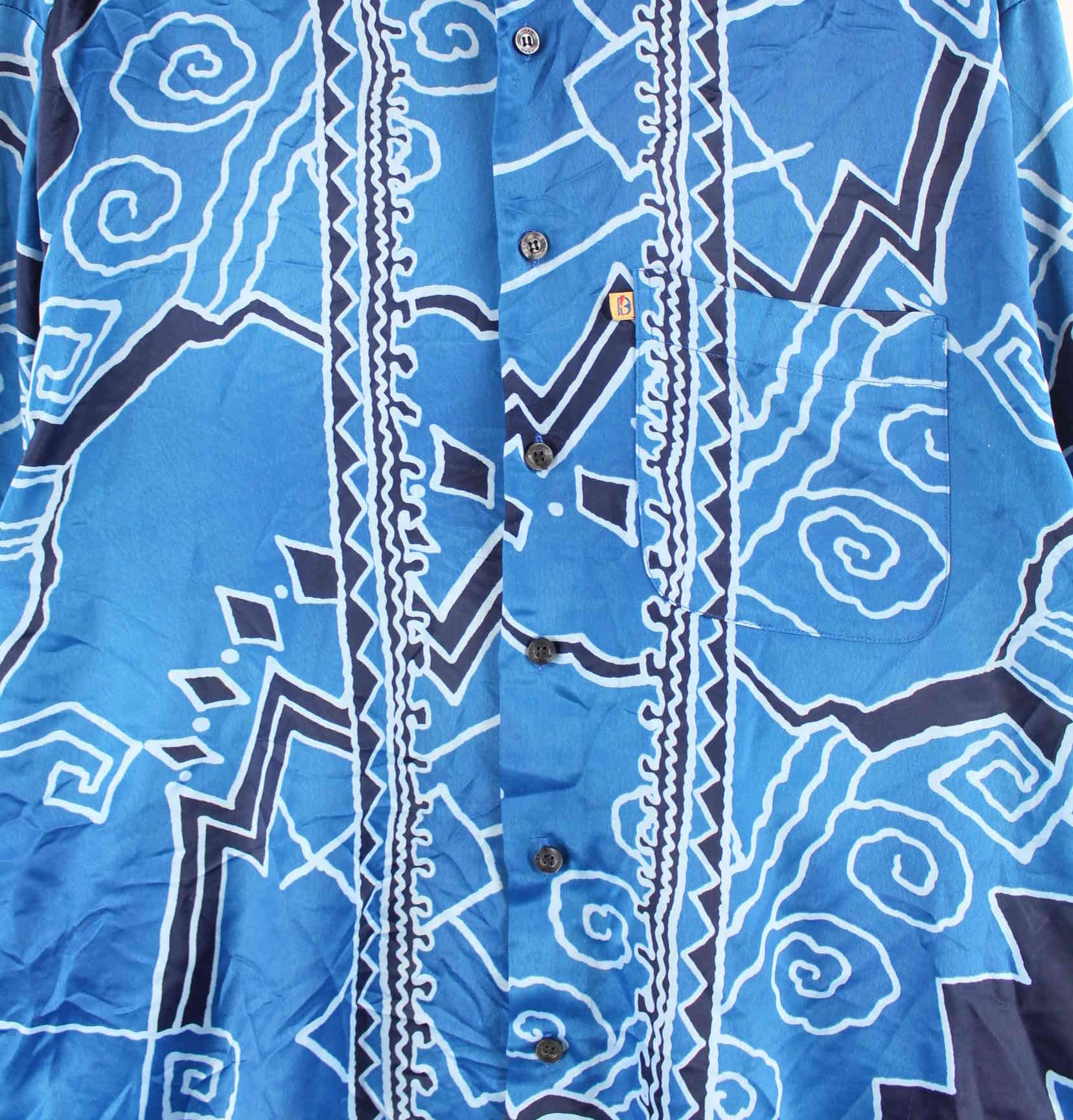 Vintage y2k Hawaii Pattern Hemd Blau L (detail image 1)