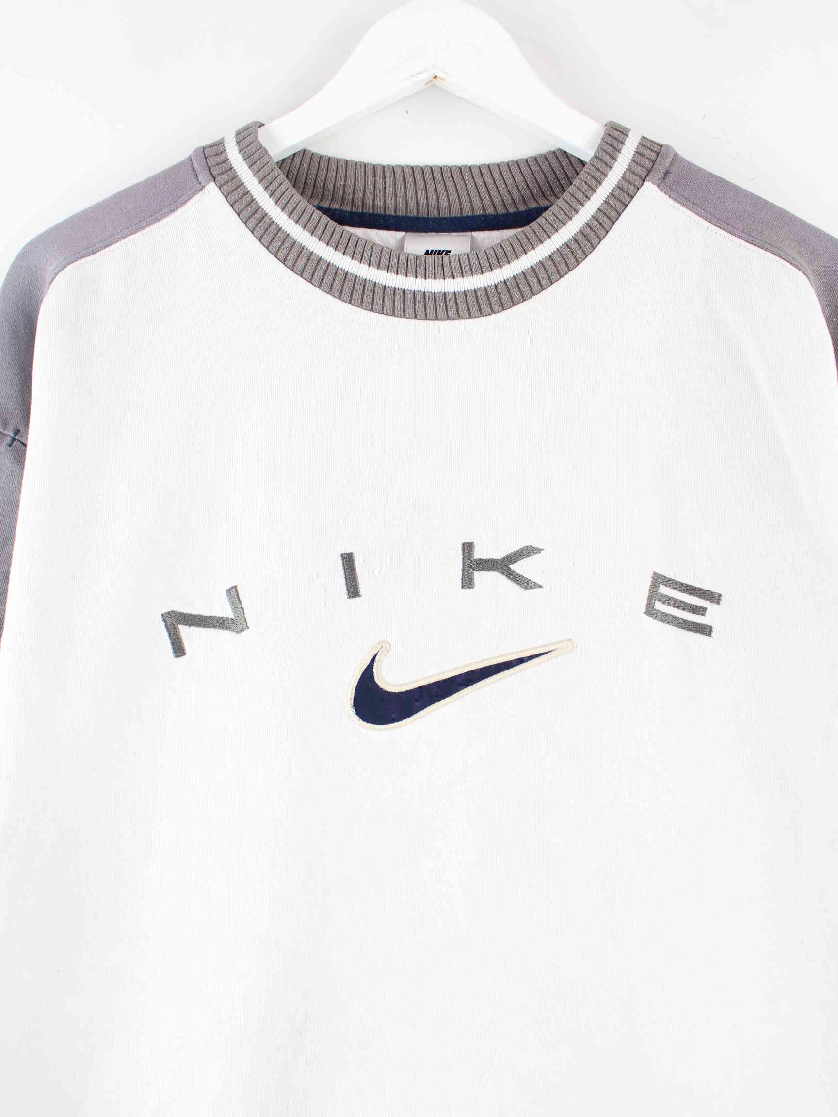 Nike 90s Vintage Center Swoosh Embroidered Sweater Beige M (detail image 1)