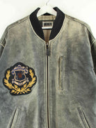 Vintage 80s Air Field Embroidered Leder Jacke Grau M (detail image 1)