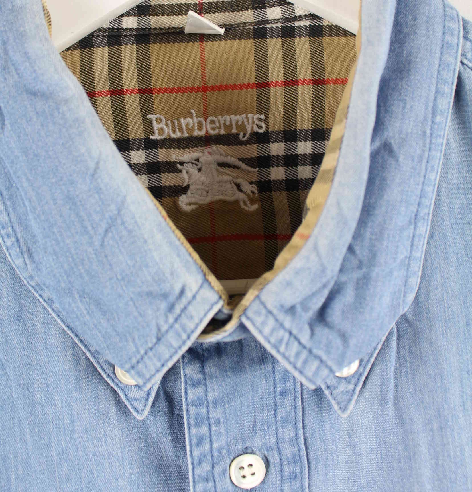 Burberry y2k Kurzarm Jeans Hemd Blau L (detail image 2)