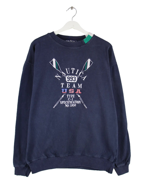 Nautica 90s Vintage USA Rowing Team Type C-1 Sweater Blau L