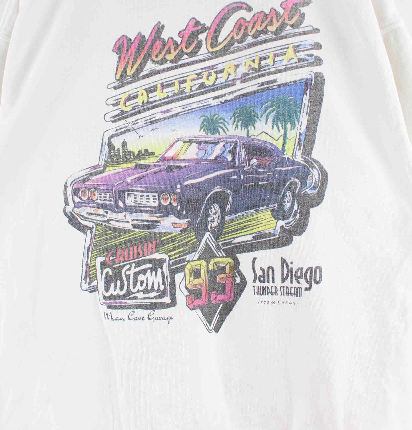 Vintage 1993 West Coast Cruisin Print Sweater Weiß XL (detail image 1)