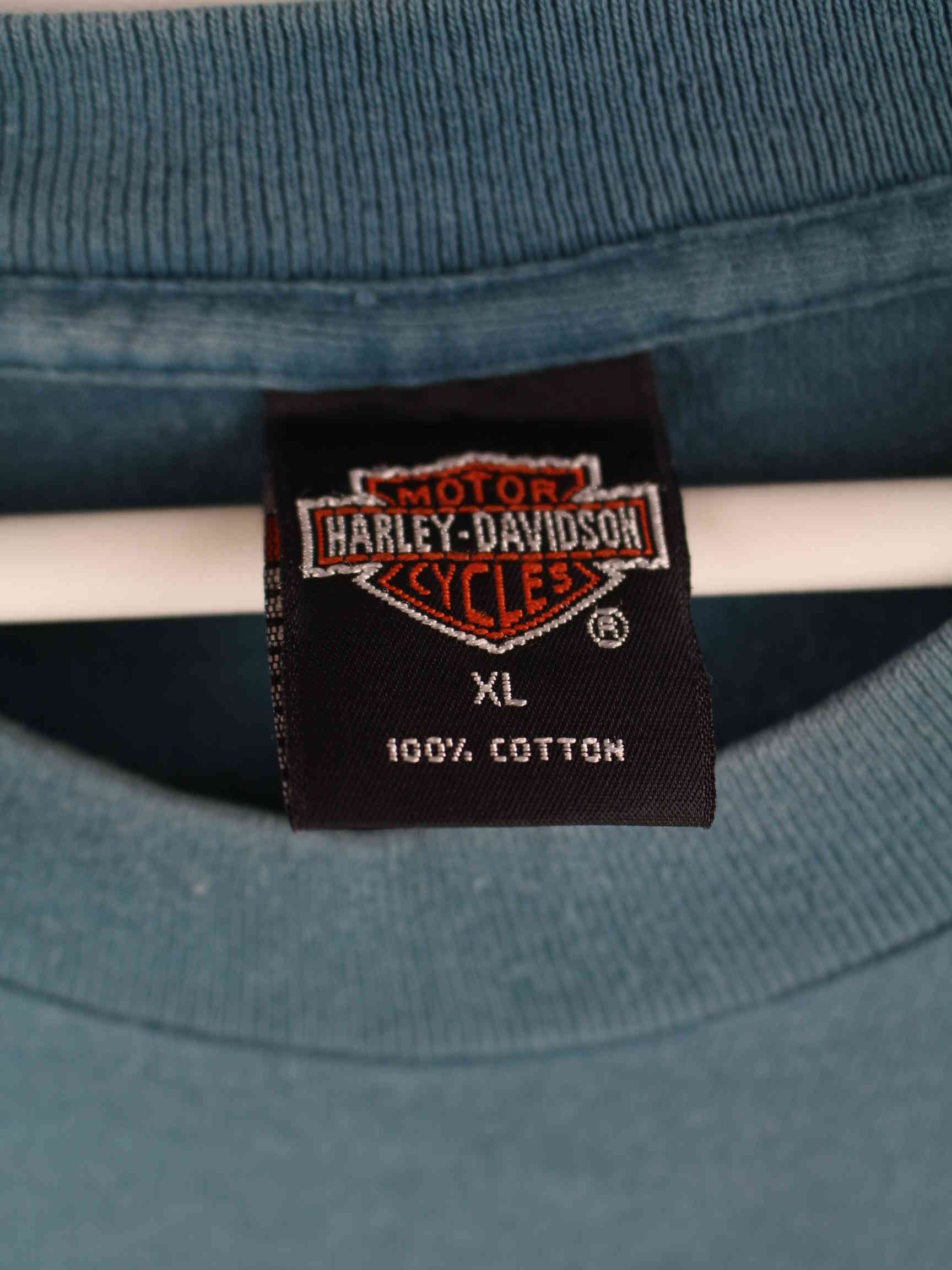 Harley Davidson 1995 Vintage Faded Print Single Stitched T-Shirt Blau XL (detail image 3)