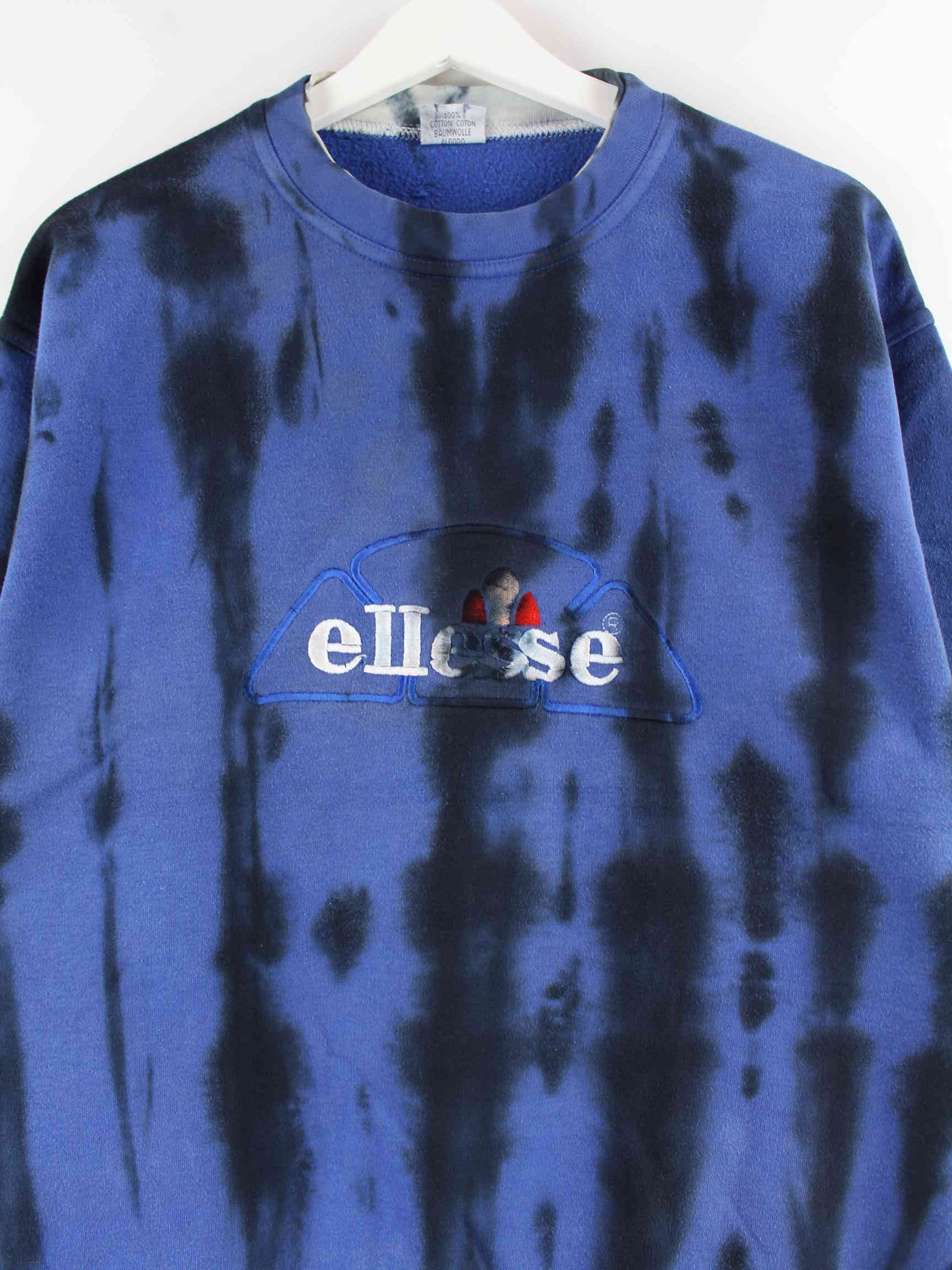 Ellesse 90s Vintage Embroidered Tie Dye Sweater Blau M (detail image 1)