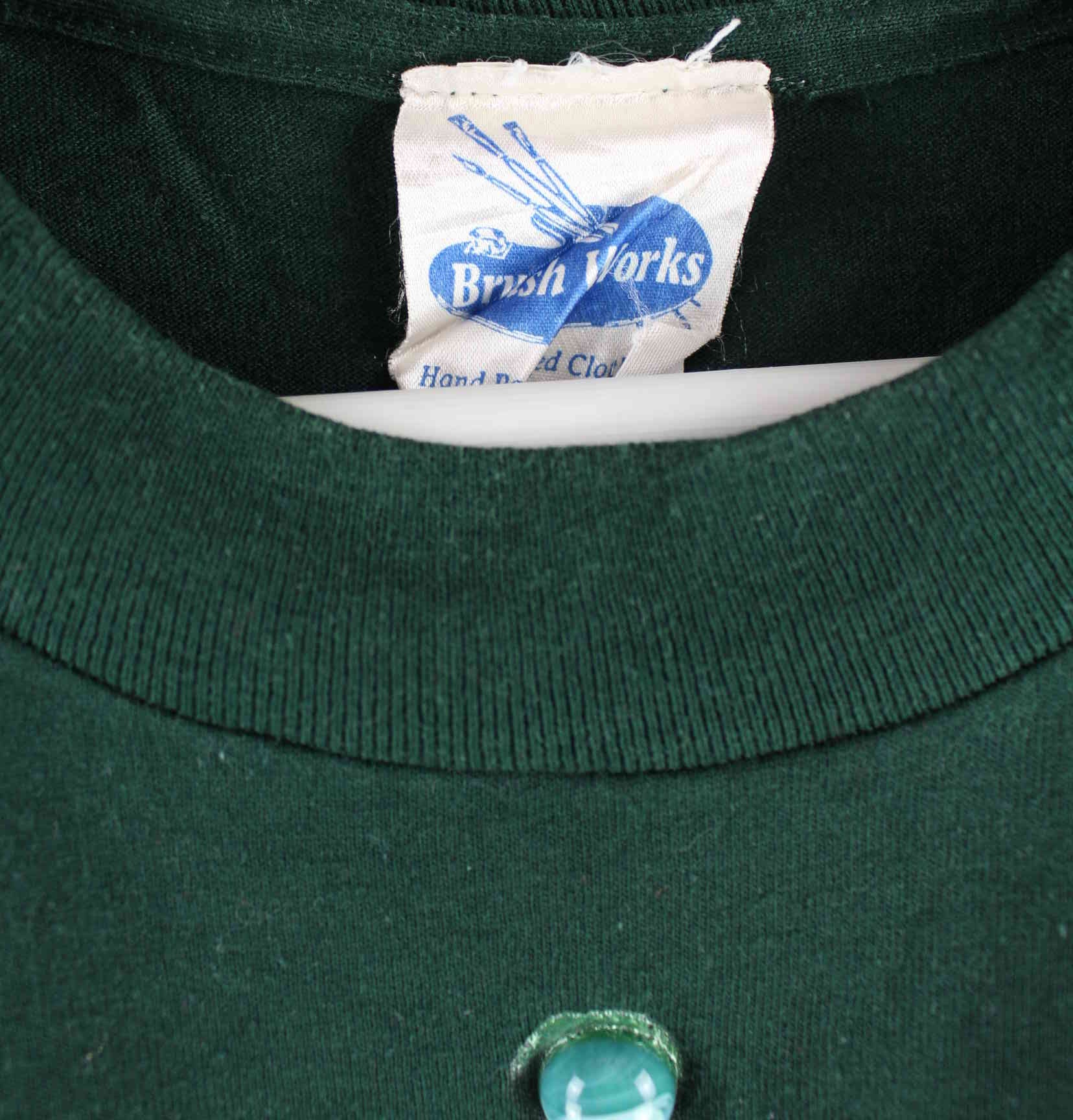 Vintage 90s Painted Single Stitched T-Shirt Grün L (detail image 3)