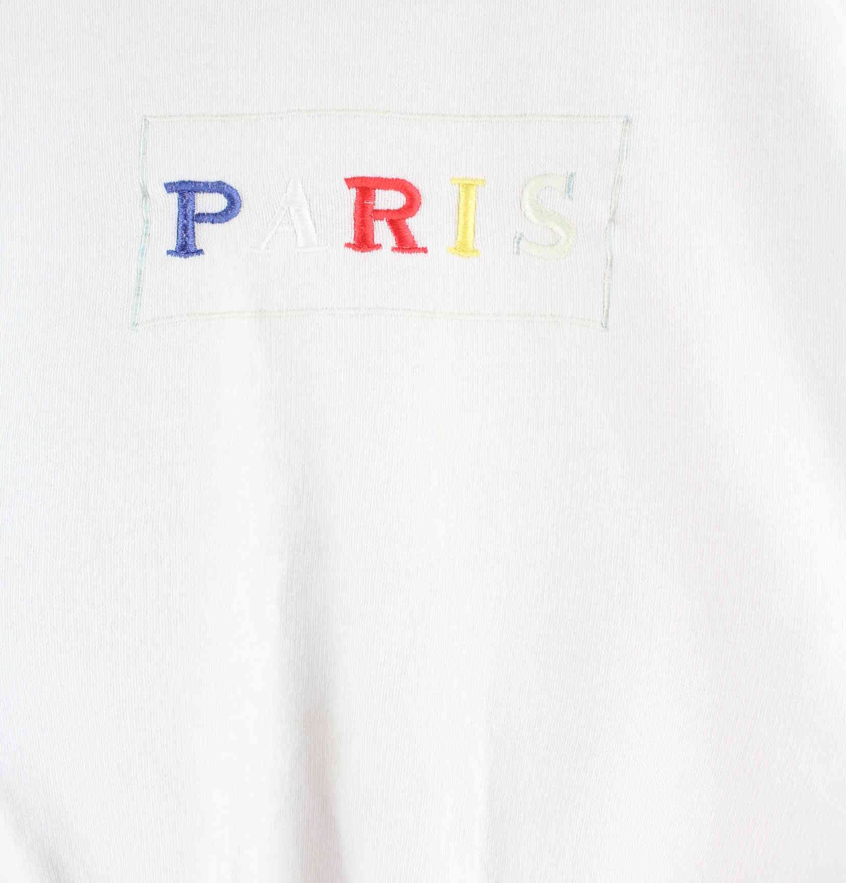 Vintage 90s Paris Embroidered Sweater Weiß S (detail image 1)
