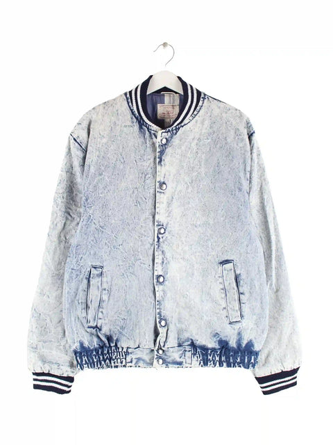 Vintage 90s Indigo Denim Varsity Jeans Jacke Blau M