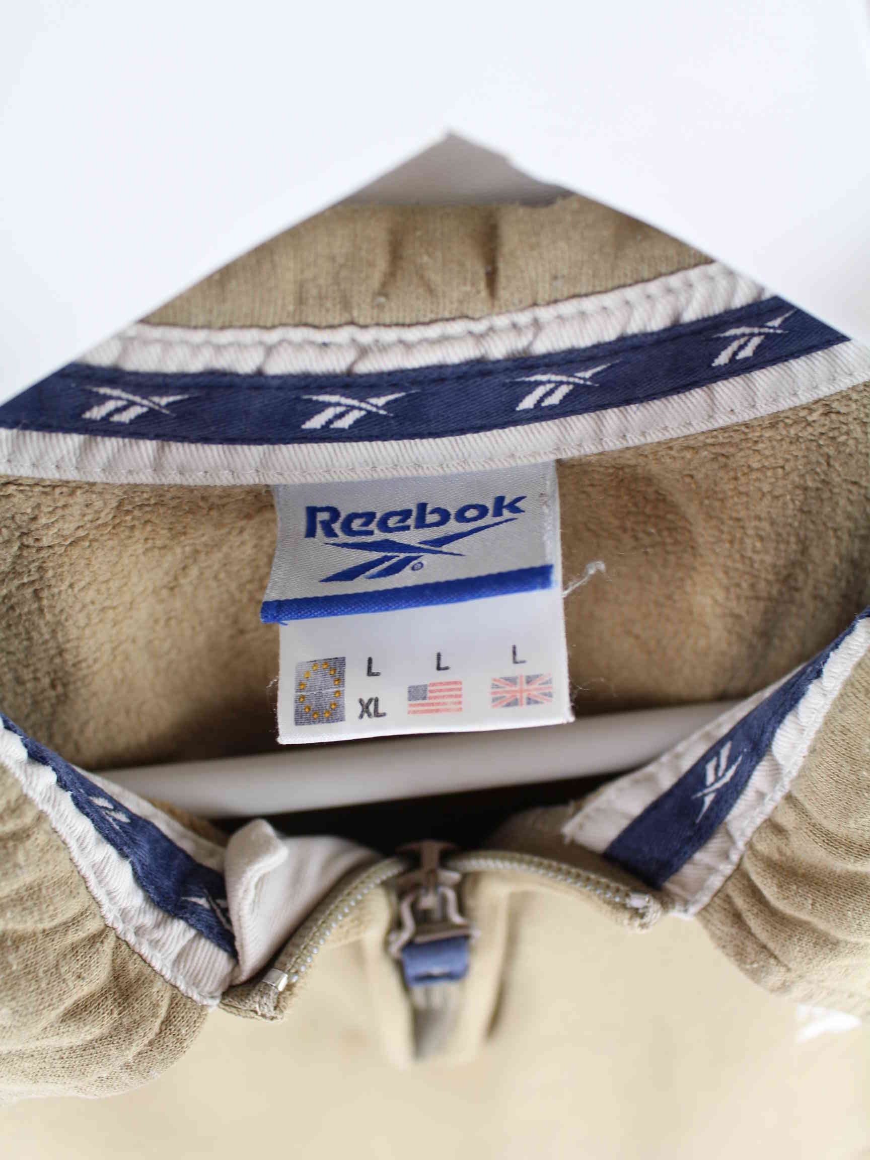 Reebok y2k Embroidered Half Zip Sweater Beige L (detail image 2)