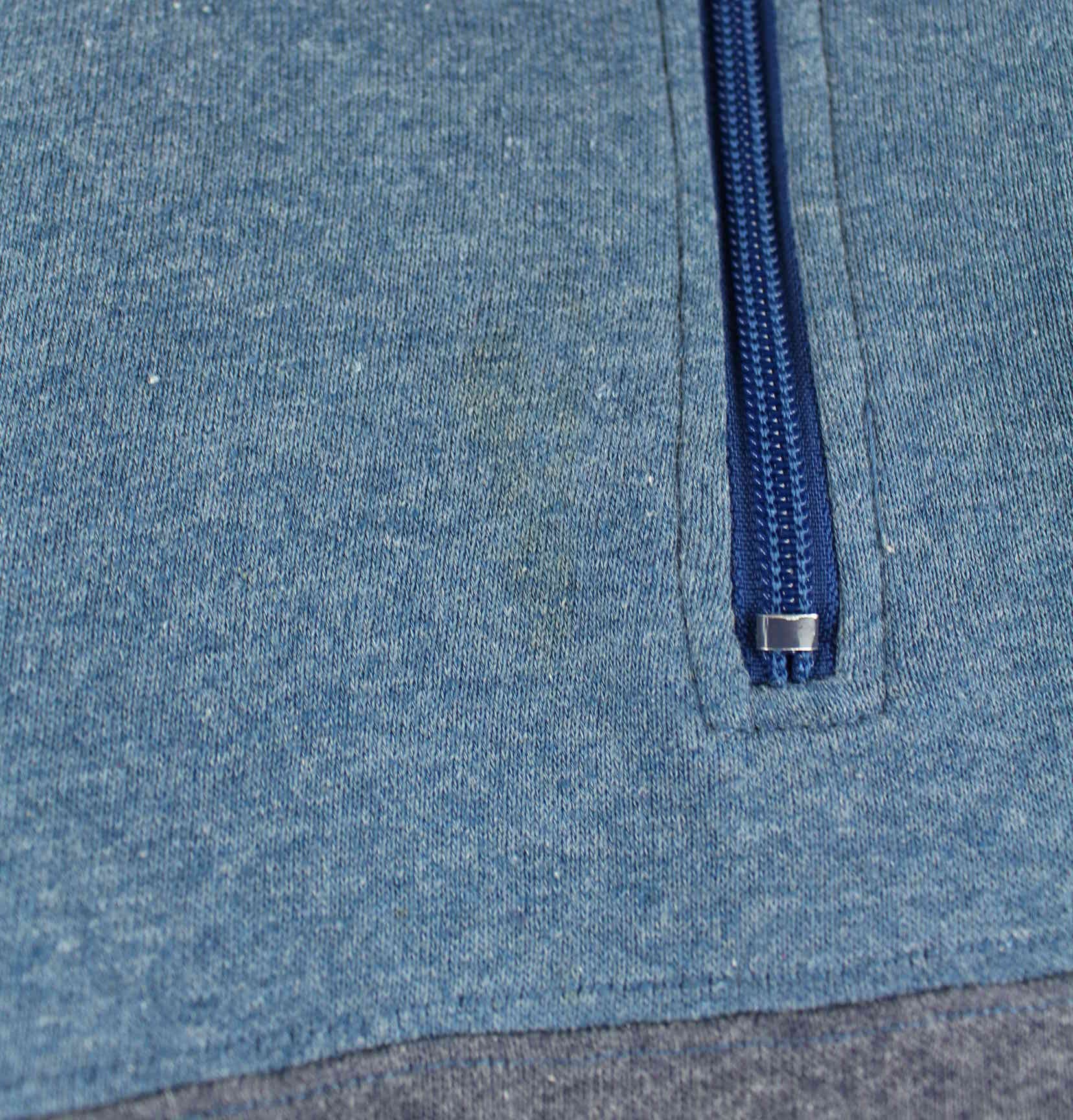 Vintage 90s Embroidered Half Zip Sweater Blau L (detail image 2)
