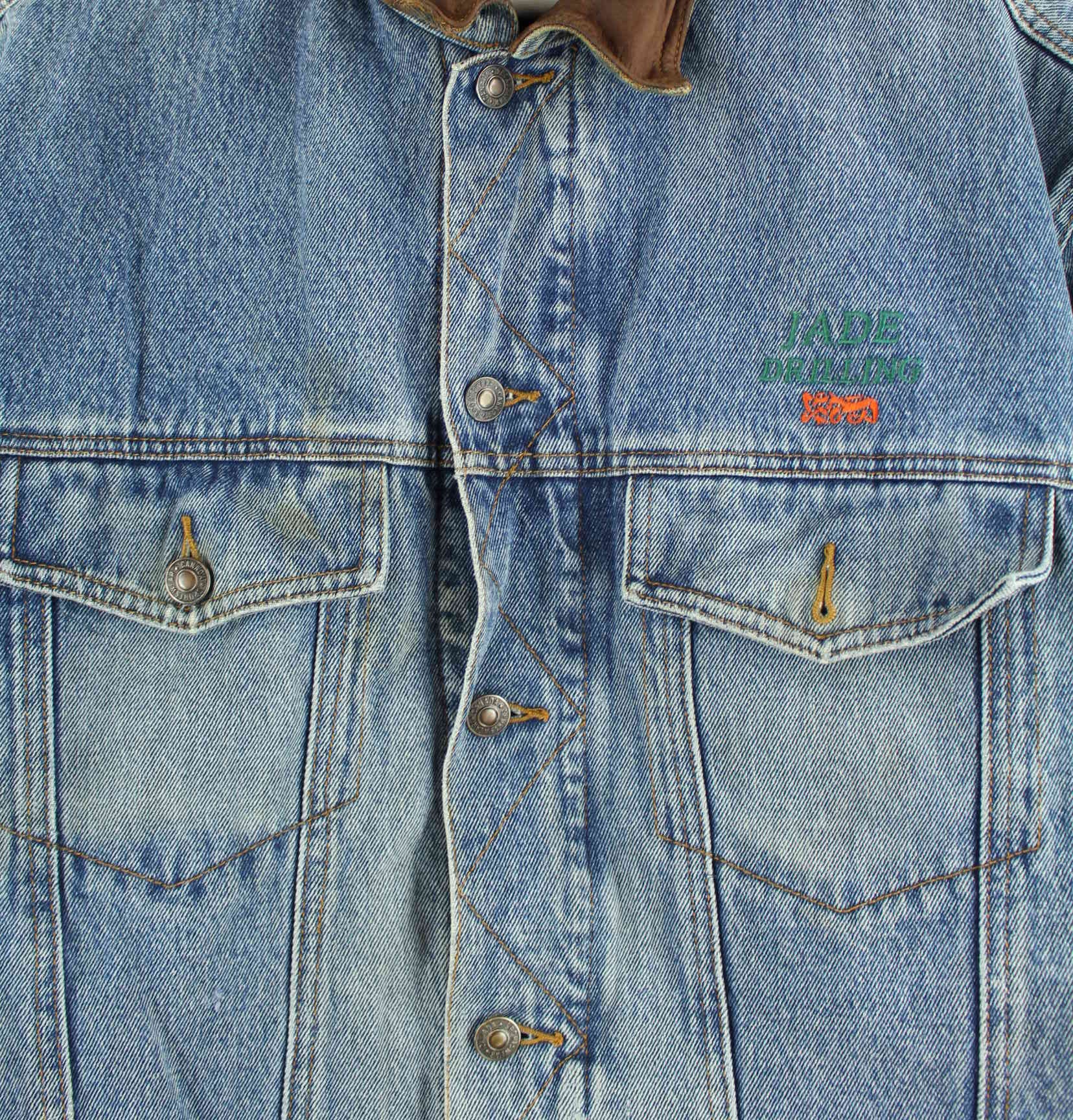 Vintage 90s Jade Drilling Embroidered Jeans Jacke Blau L (detail image 1)
