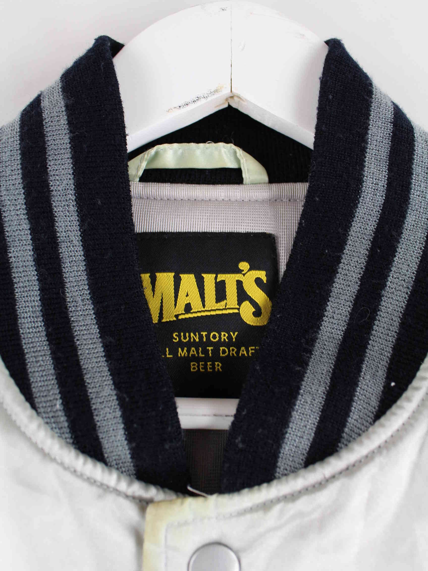 Vintage 90s Malt's Embroidered Varsity College Jacke Grau L (detail image 2)