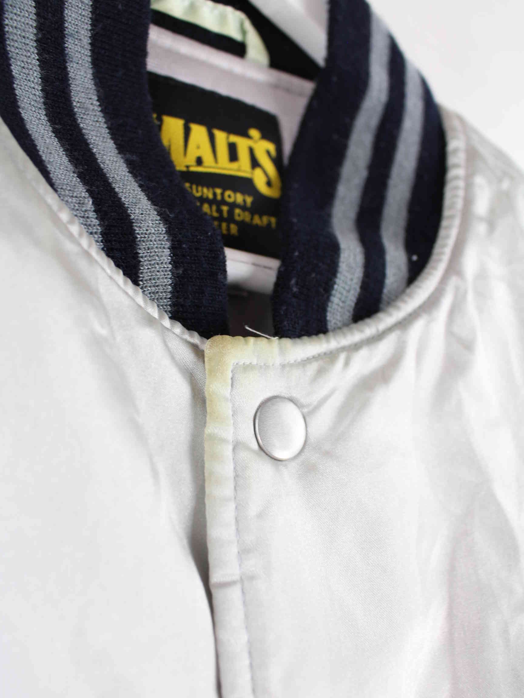 Vintage 90s Malt's Embroidered Varsity College Jacke Grau L (detail image 3)