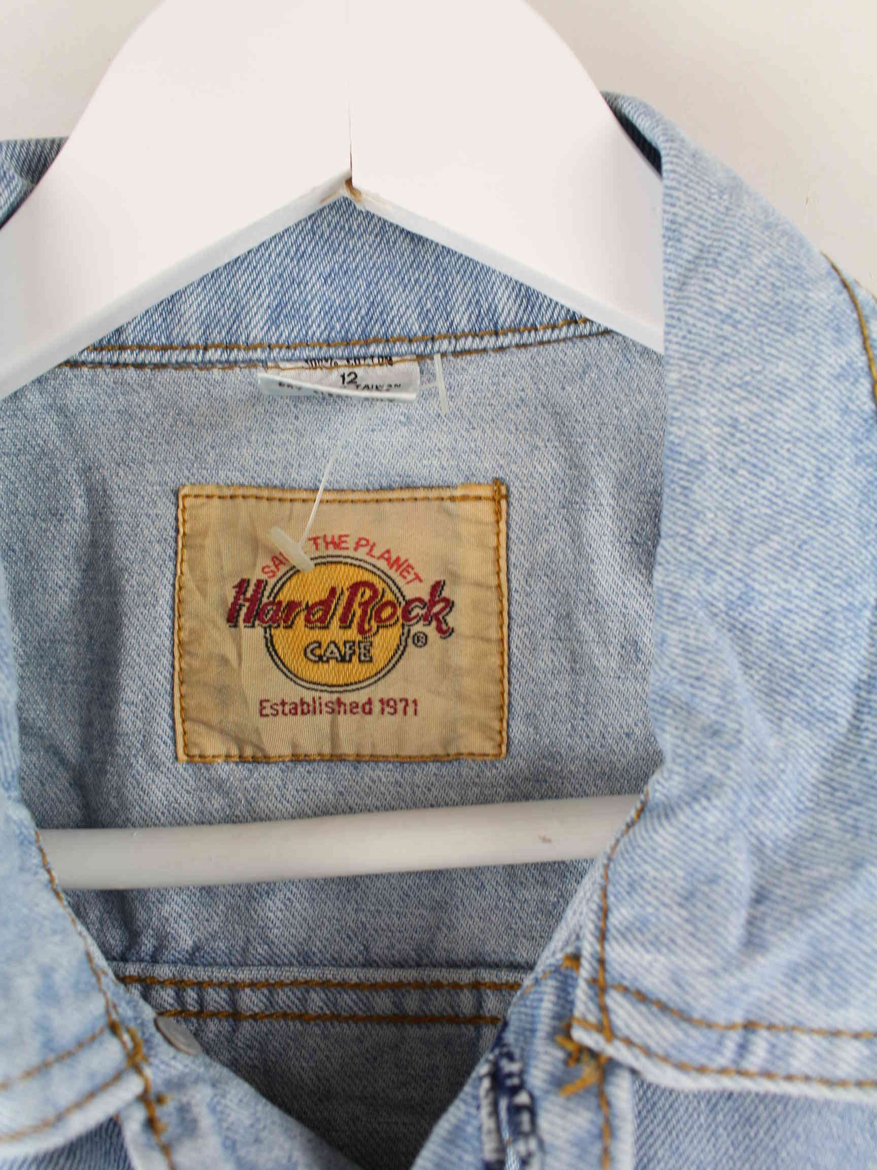 Hard Rock Cafe Damen 90s Vintage Embroidered Jeans Jacke Blau S (detail image 2)