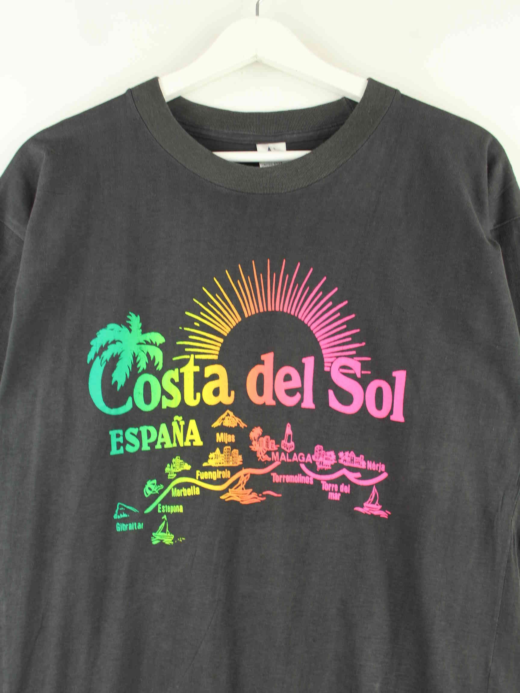 Vintage 90s Costa Del Sol Single Stiched T-Shirt Grau S (detail image 1)