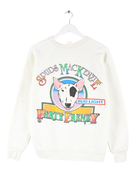 Tultex 80s Vintage Bud Light Beer Mac Kenzie Sweater Weiß M