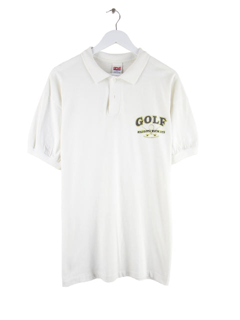 Anvil 90s Vintage Golf Print Polo Weiß XL