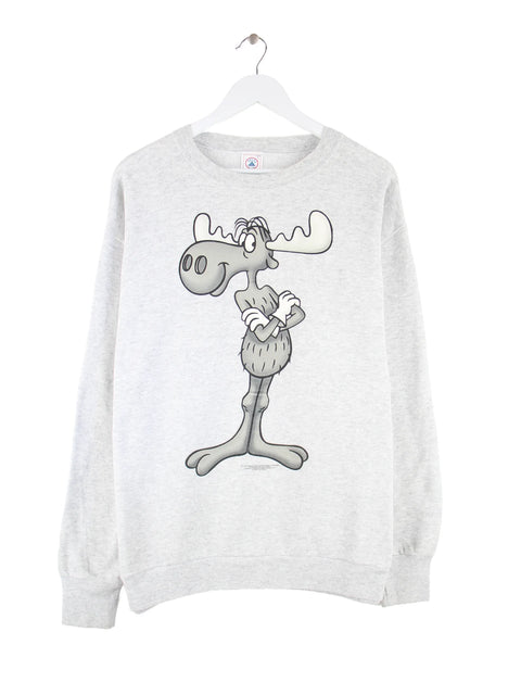 Delta 1998 Vintage Rocky And Bullwinkle Print Sweater Grau L