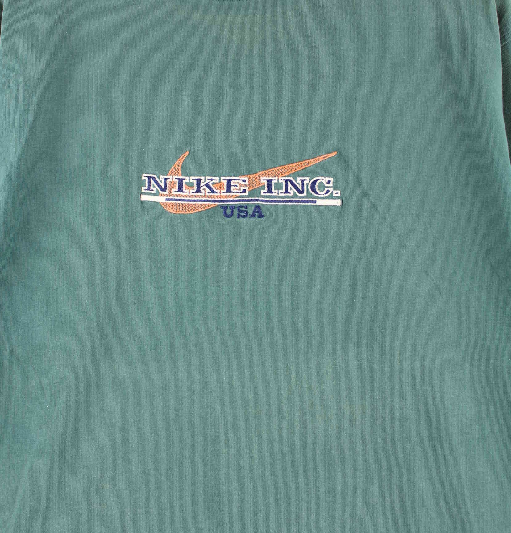 Nike 90s Vintage Embroidered Swoosh T-Shirt Grün M (detail image 1)