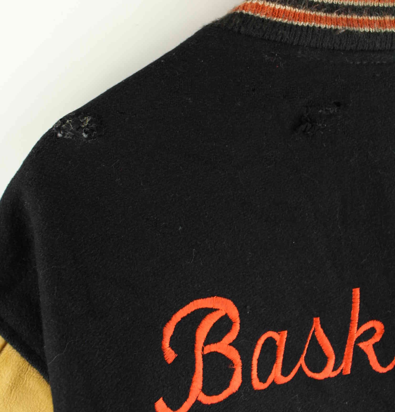 Vintage 80s Vintage Basketball Embroidered Leder College Jacke Schwarz L (detail image 10)