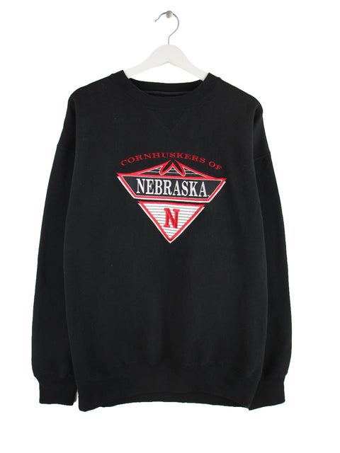 Midwest 90s Vintage Nebraska Cornhuskers Sweater Schwarz L