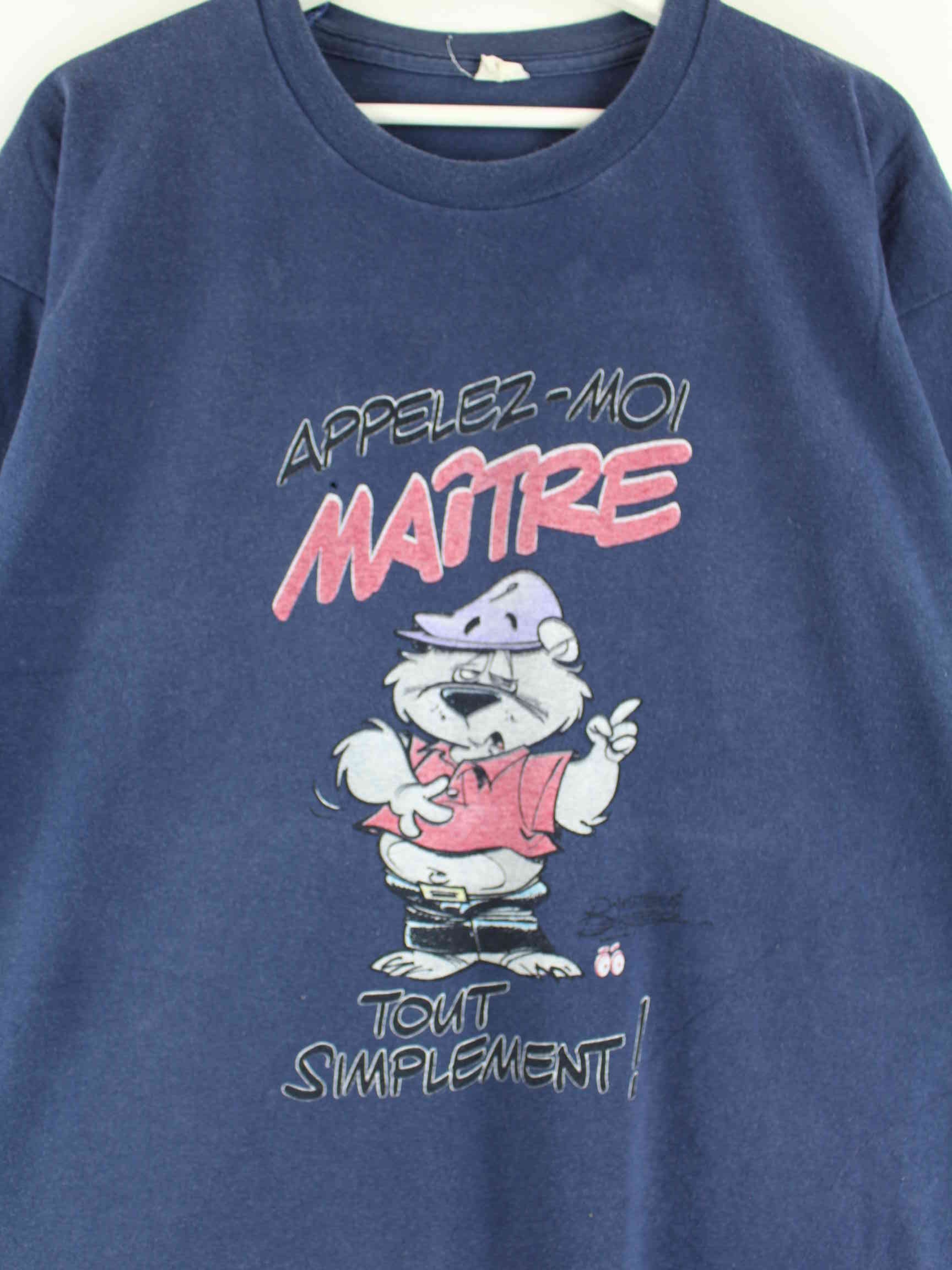 Vintage 90s Vintage Maitre Print T-Shirt Blau XL (detail image 1)