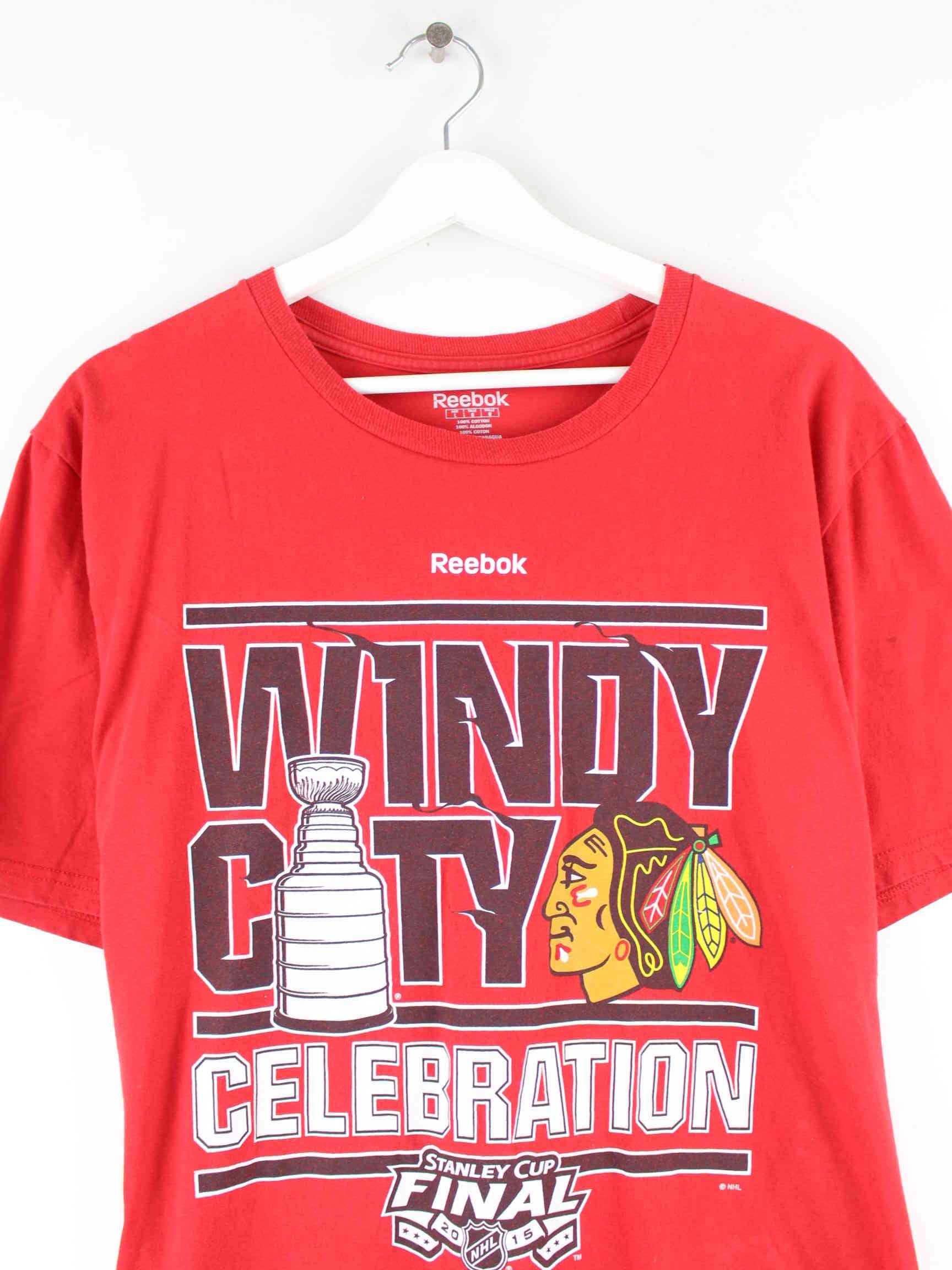 Reebok Chicago Blackhawks 2015 Stanley Cup Champions T-Shirt Rot L (detail image 1)