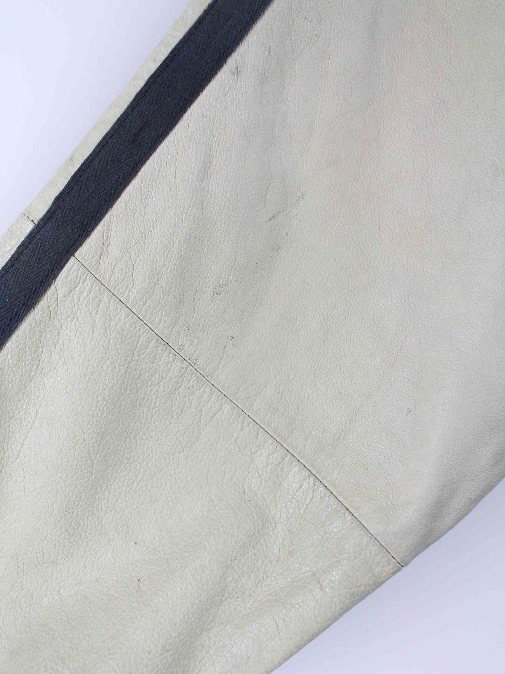 Vintage 80s Vintage Leder College Jacke Grün XL (detail image 3)