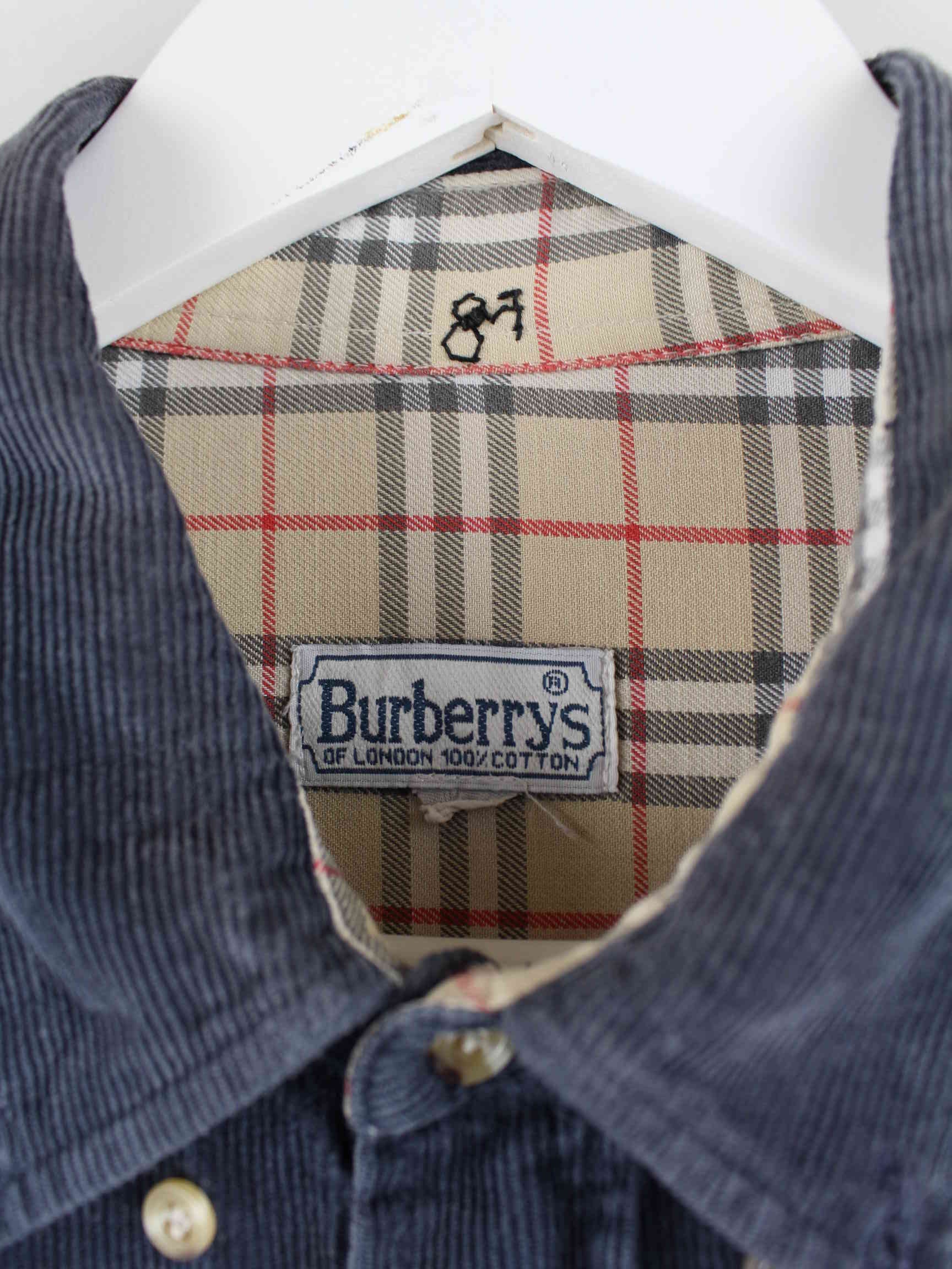 Burberry 80s Vintage Cord Hemd Blau L (detail image 2)