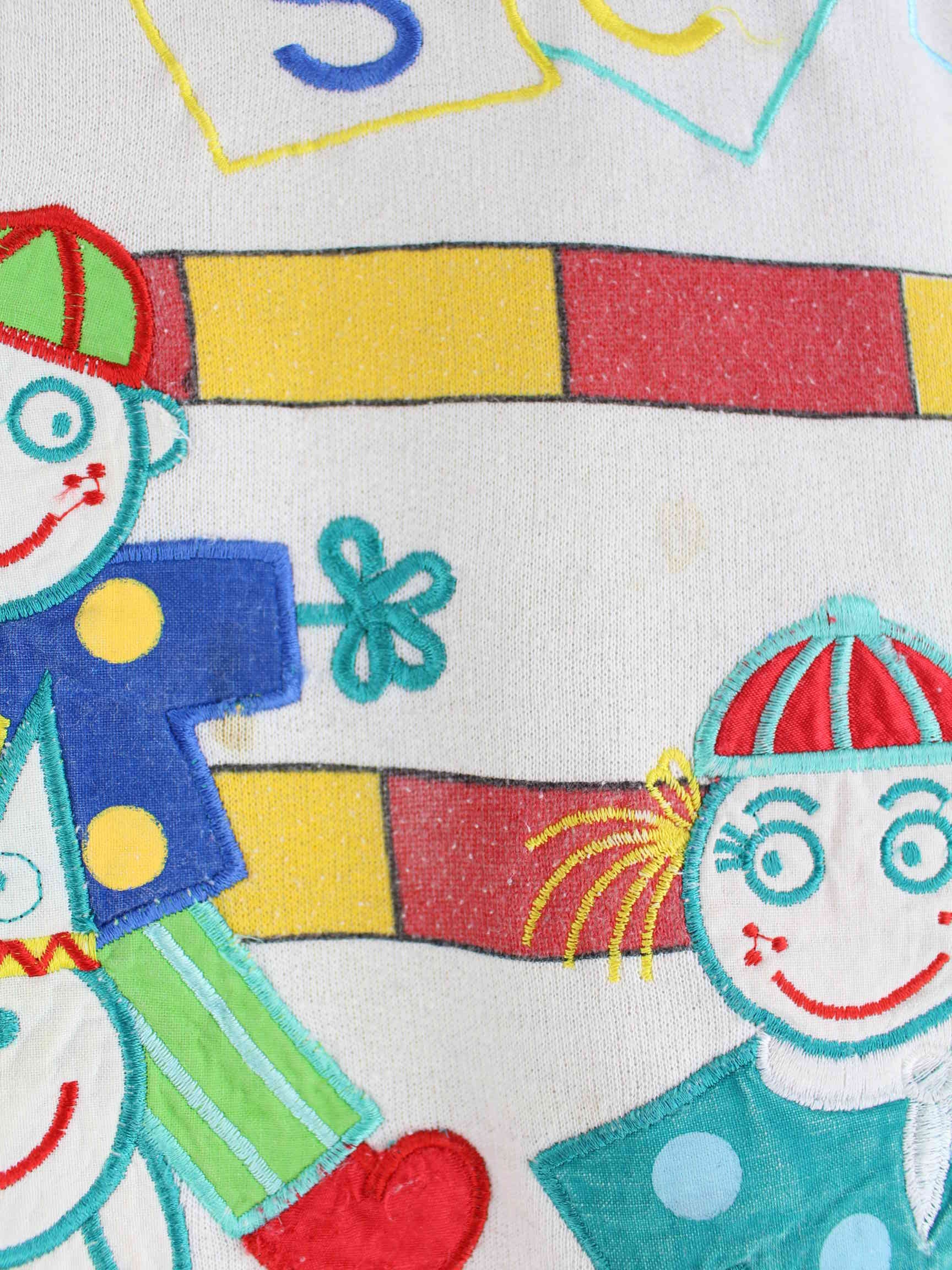 Vintage 90s Children Embroidered Sweater Mehrfarbig L (detail image 2)