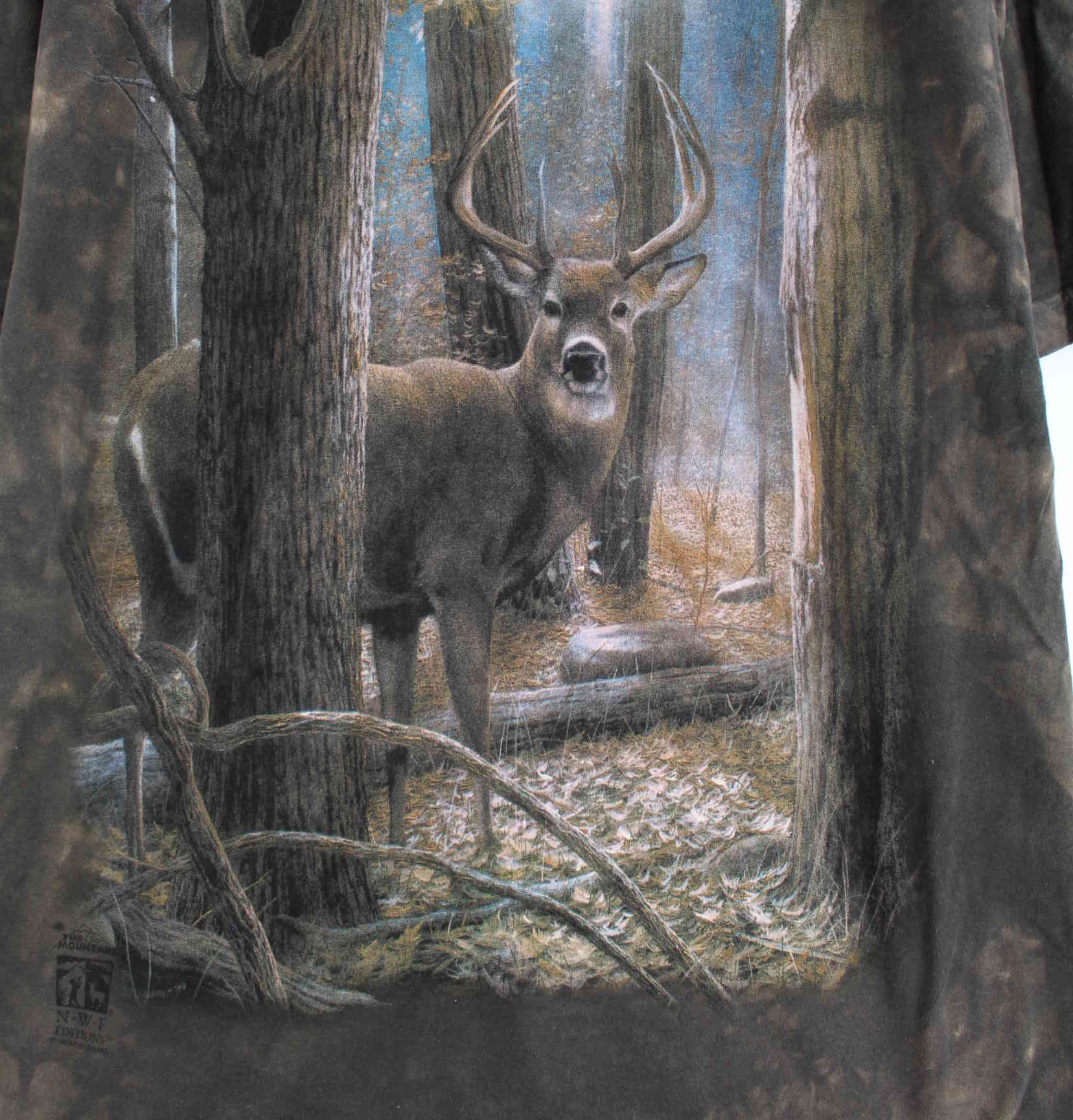Vintage 90s Deer Print T-Shirt Braun XL (detail image 1)