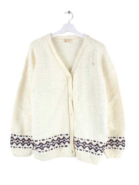 Vintage Damen 90s Woll Strickjacke Beige M
