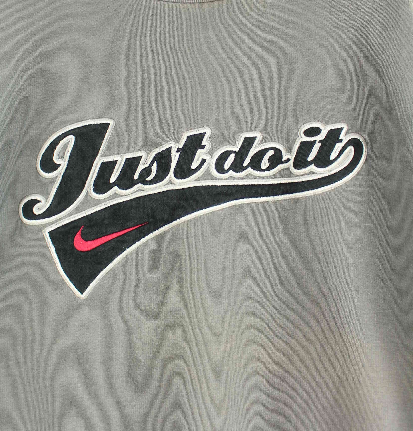 Nike y2k Just Do It Embroidered Faded Sweater Grau M (detail image 1)