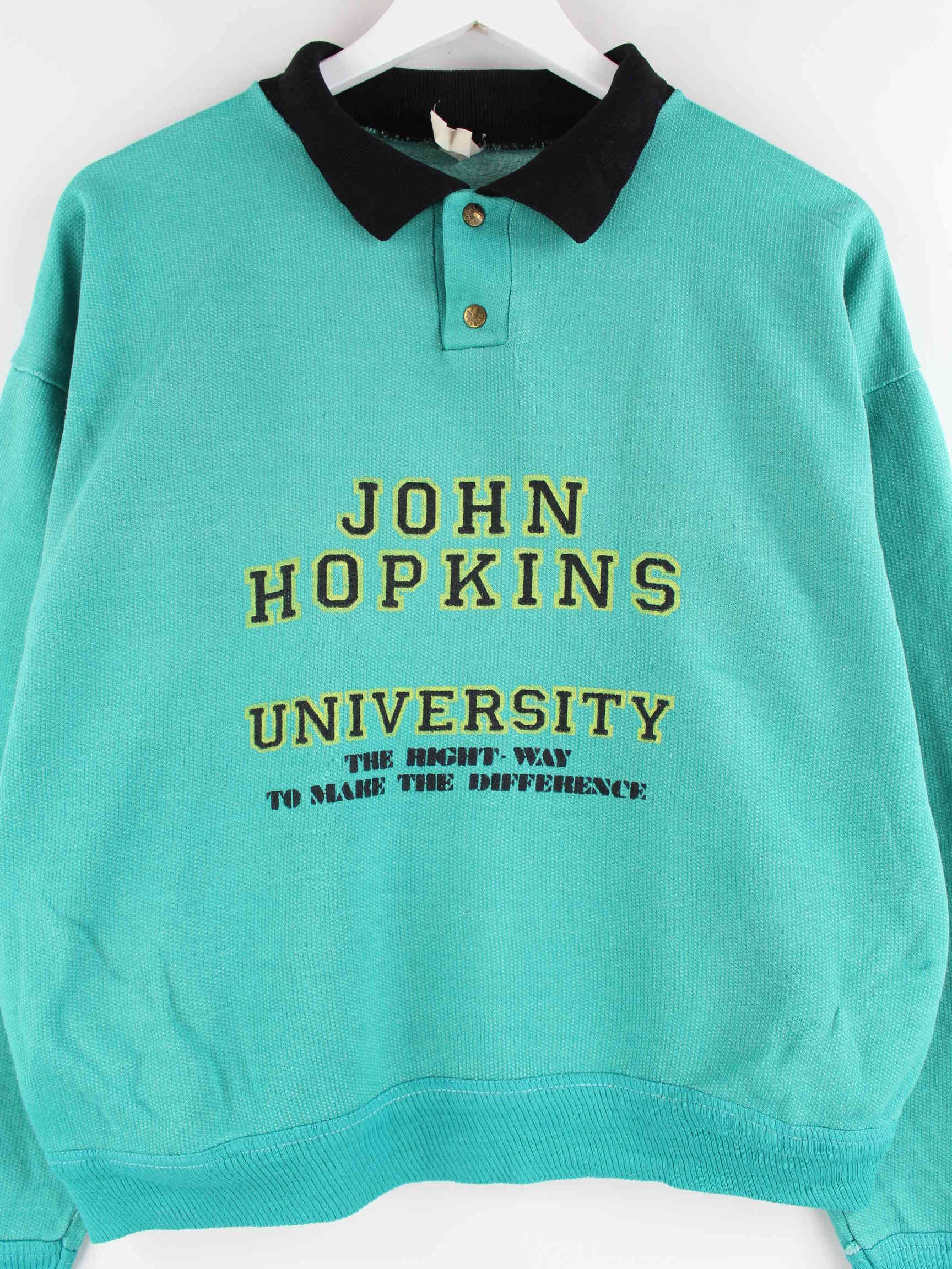 Vintage 80s Hopkins University Print Sweater Türkis S (detail image 1)