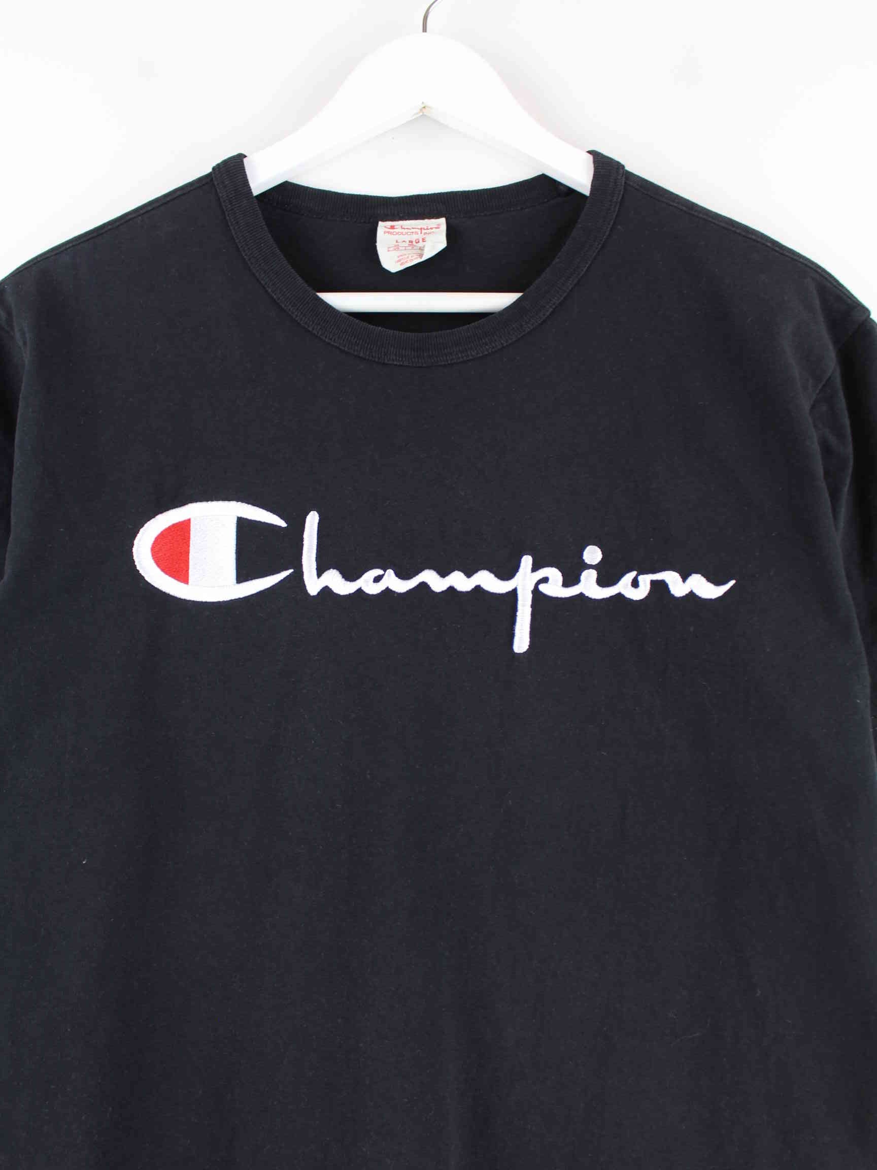 Champion 90s Vintage Embroidered T-Shirt Schwarz M (detail image 1)